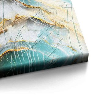 DOTCOMCANVAS® Leinwandbild Ocean Tsunami, Leinwandbild Abstrakte Kunst moderne Kunst hochkant gold türkis