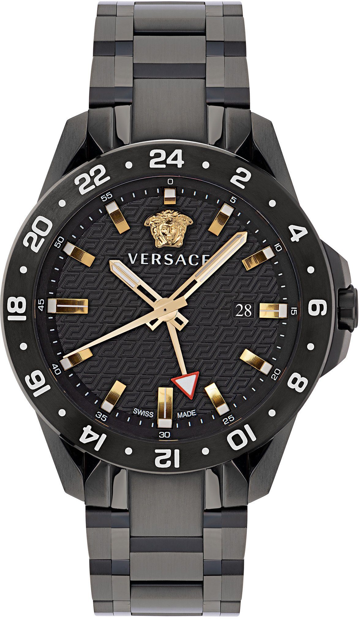 Versace Quarzuhr SPORT TECH GMT, VE2W00622, Armbanduhr, Herrenuhr, Saphirglas, Datum, Swiss Made, Leuchtzeiger