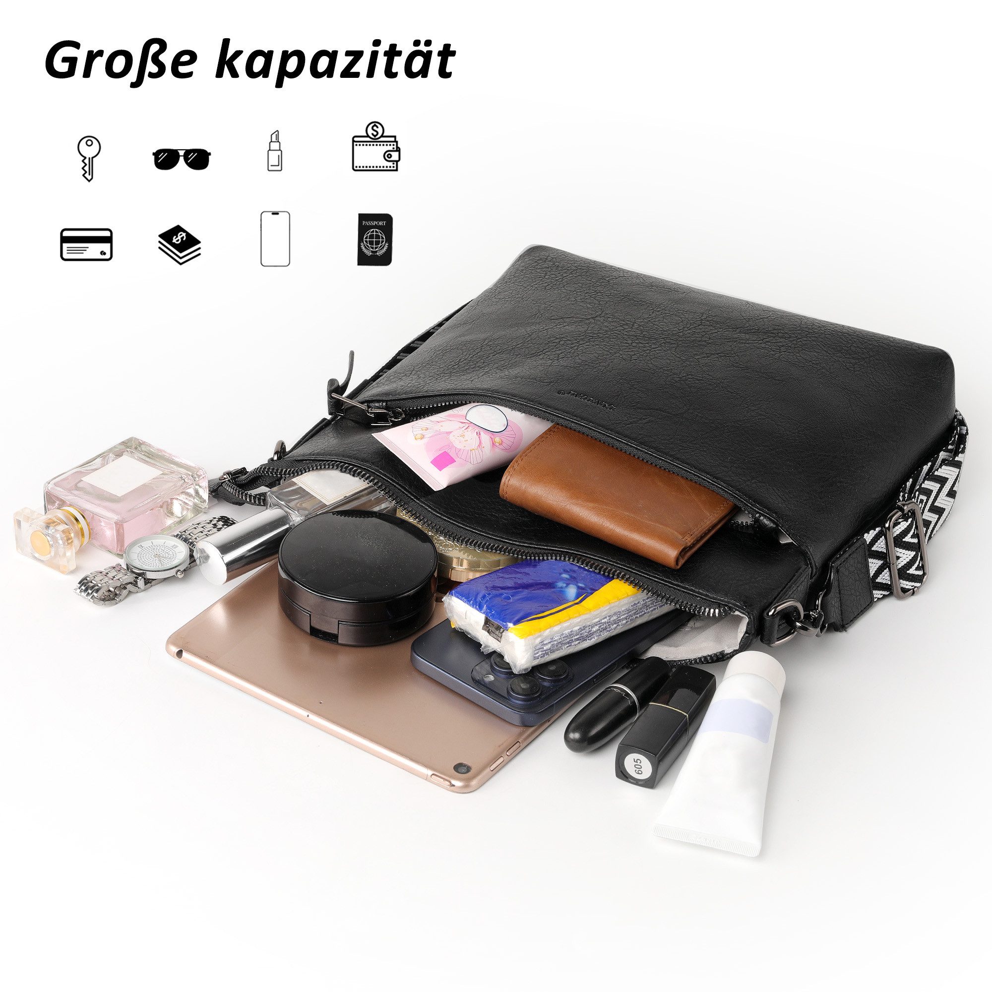 TAN.TOMI Umhängetasche Damen Handtasche Klein Henkeltasche Schultertasche Crossbody Bag, Für Pendeln Reise Campus Sport Rucksäcke, Tasche mit viel Stauraum – Bild 5 von 5
