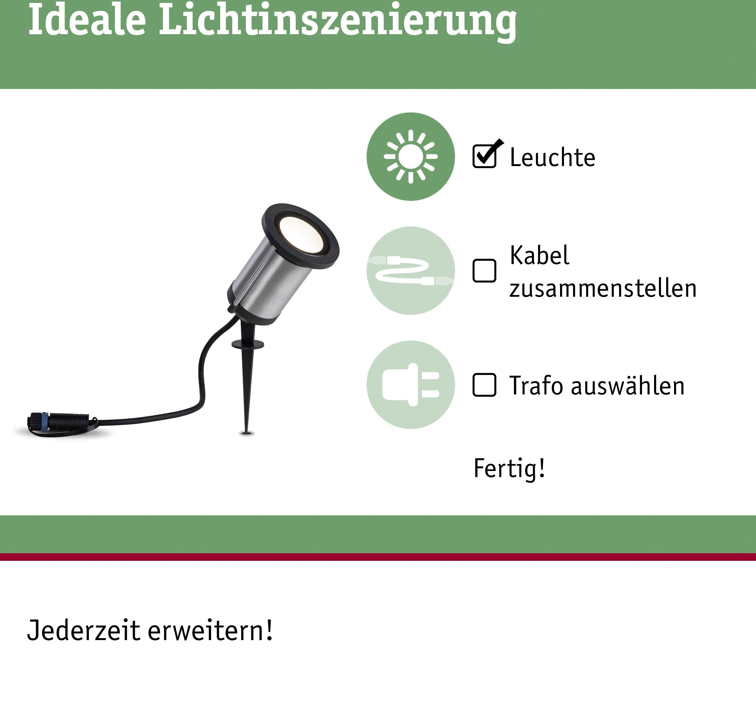 Paulmann LED IP65 & LED LED-Modul, Anthrazit Shine, & Plug 24V Warmweiß, Plug 3000K Gartenstrahler Shine, fest integriert