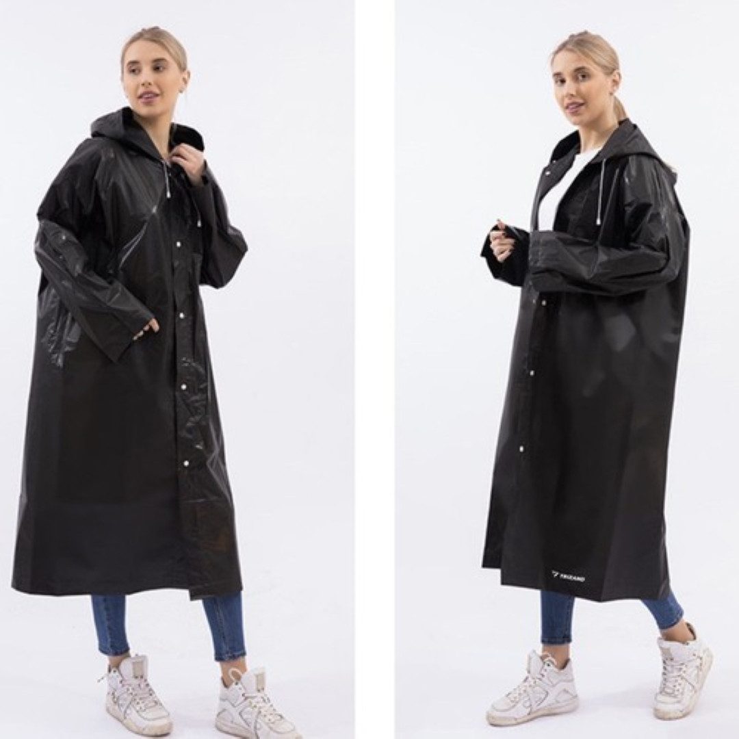 Trizand Regenjacke Fahrrad Regenmantel Regenponcho mit Kapuze Festival Camping Outdoor (Übergangsjacke Langer Regenmantel mit Kapuze und Druckknöpfen, unisex Festivaljacke, Kapuzenjacke, Regenmantel-Set Outdoor Aktivitären Herbstjacke Windjacke) Hochwertiges EVA-Material, universelle Passform, Druckknopfverschluss