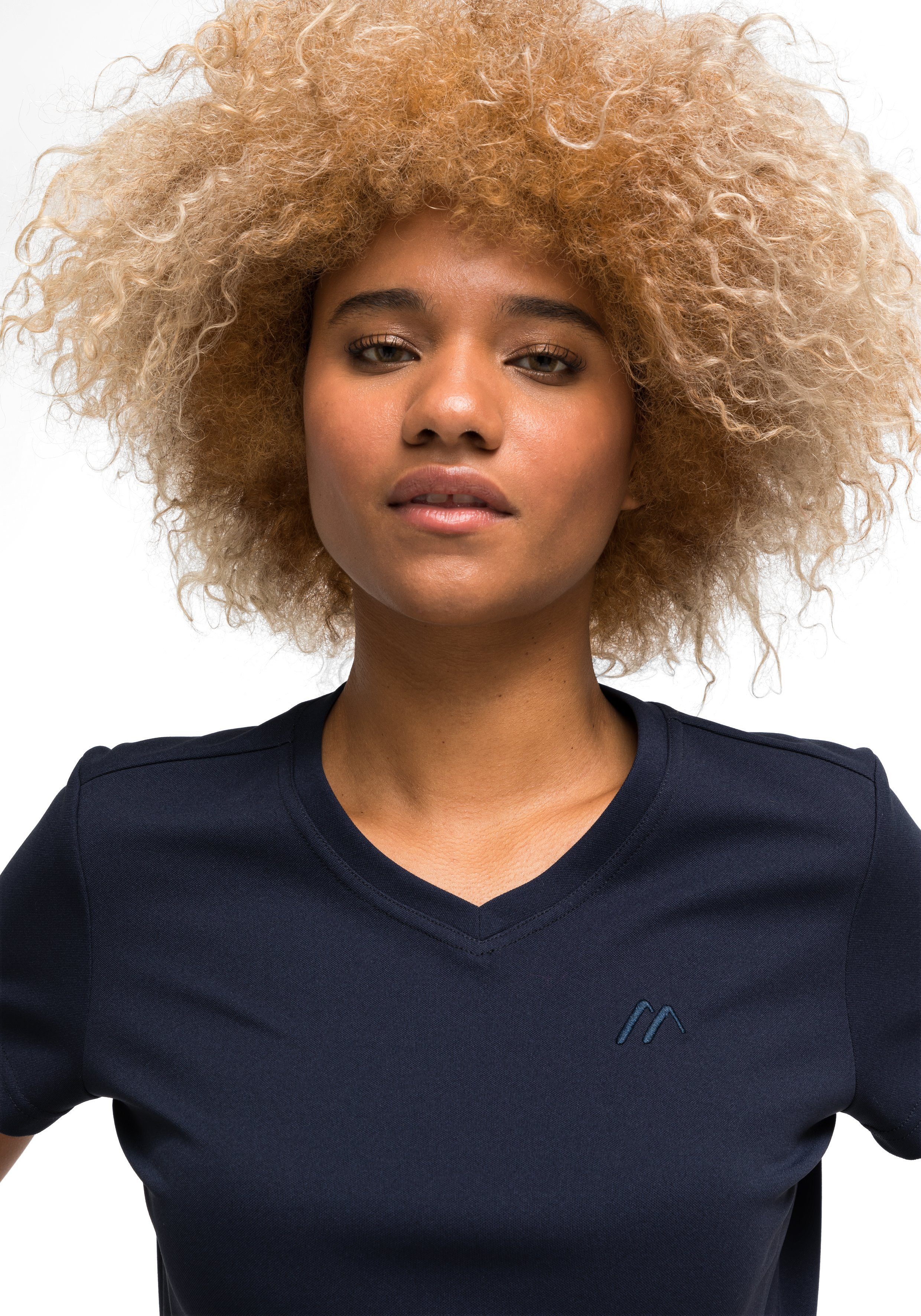 für Damen und T-Shirt, Trudy Kurzarmshirt Freizeit Funktionsshirt Wandern Sports Maier dunkelblau