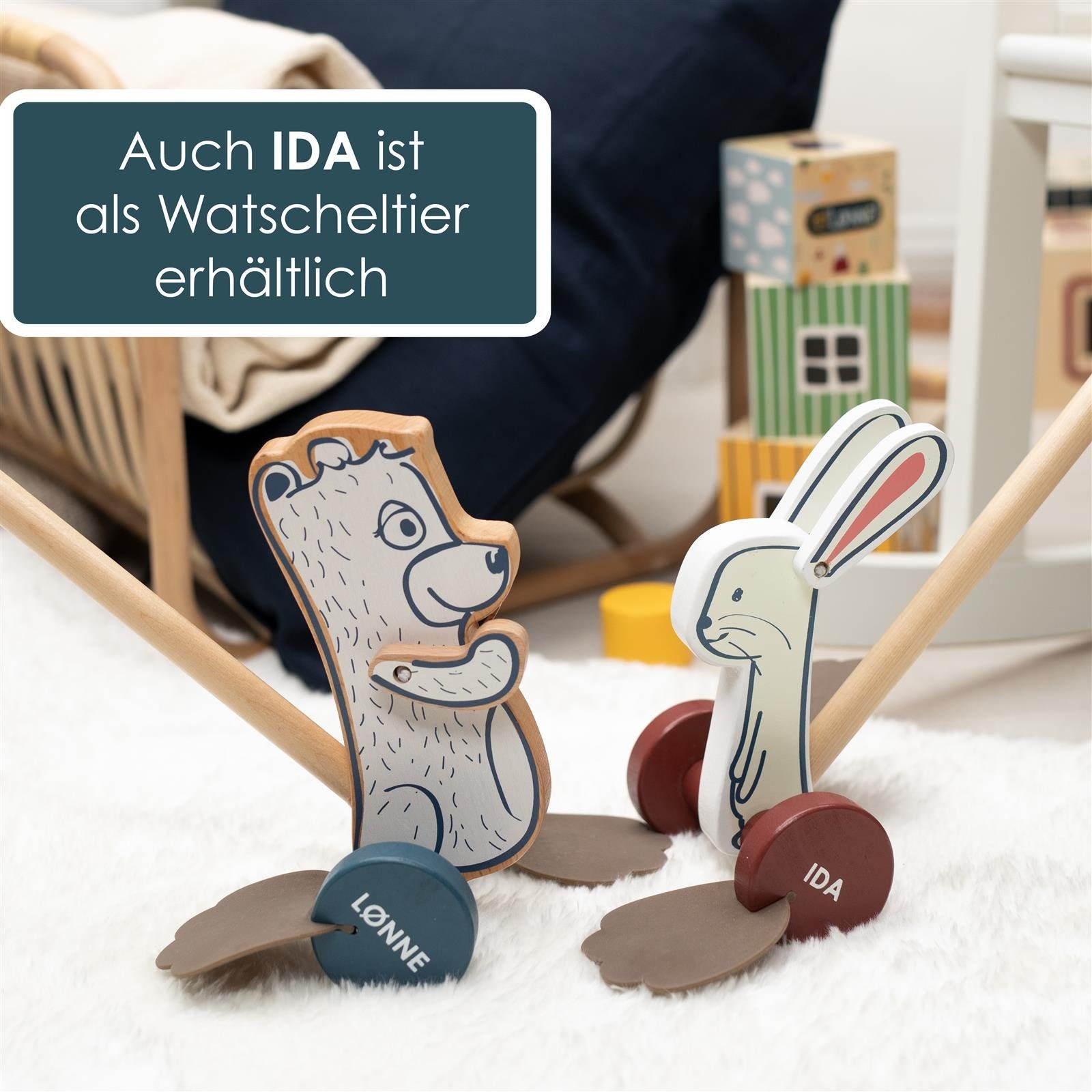 Hej Lønne Schiebestab Hej Lønne Schiebefigur LØNNE, Lauflernspielzeug zur Förderung der Motorik