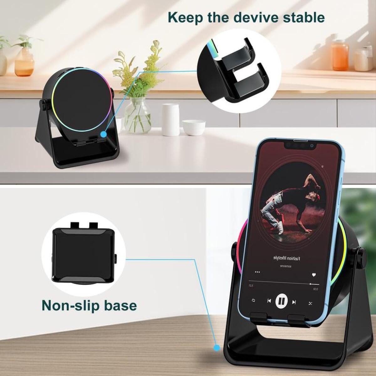 FELIXLEO 4in1 Bluetooth-Lautsprecher mit kabelloser Induktionsfunktion Lautsprecher – Bild 4 von 5