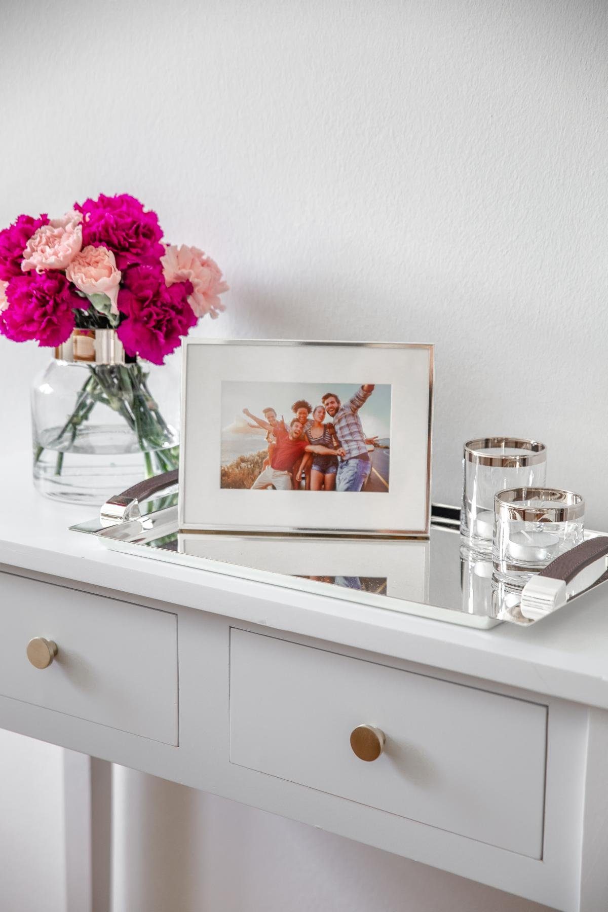 EDZARD Tablett Kairo, versilbert, anlaufgeschützt, (41x24 cm), edel versilbert, anlaufgeschützt, mit Kunstledergriffen