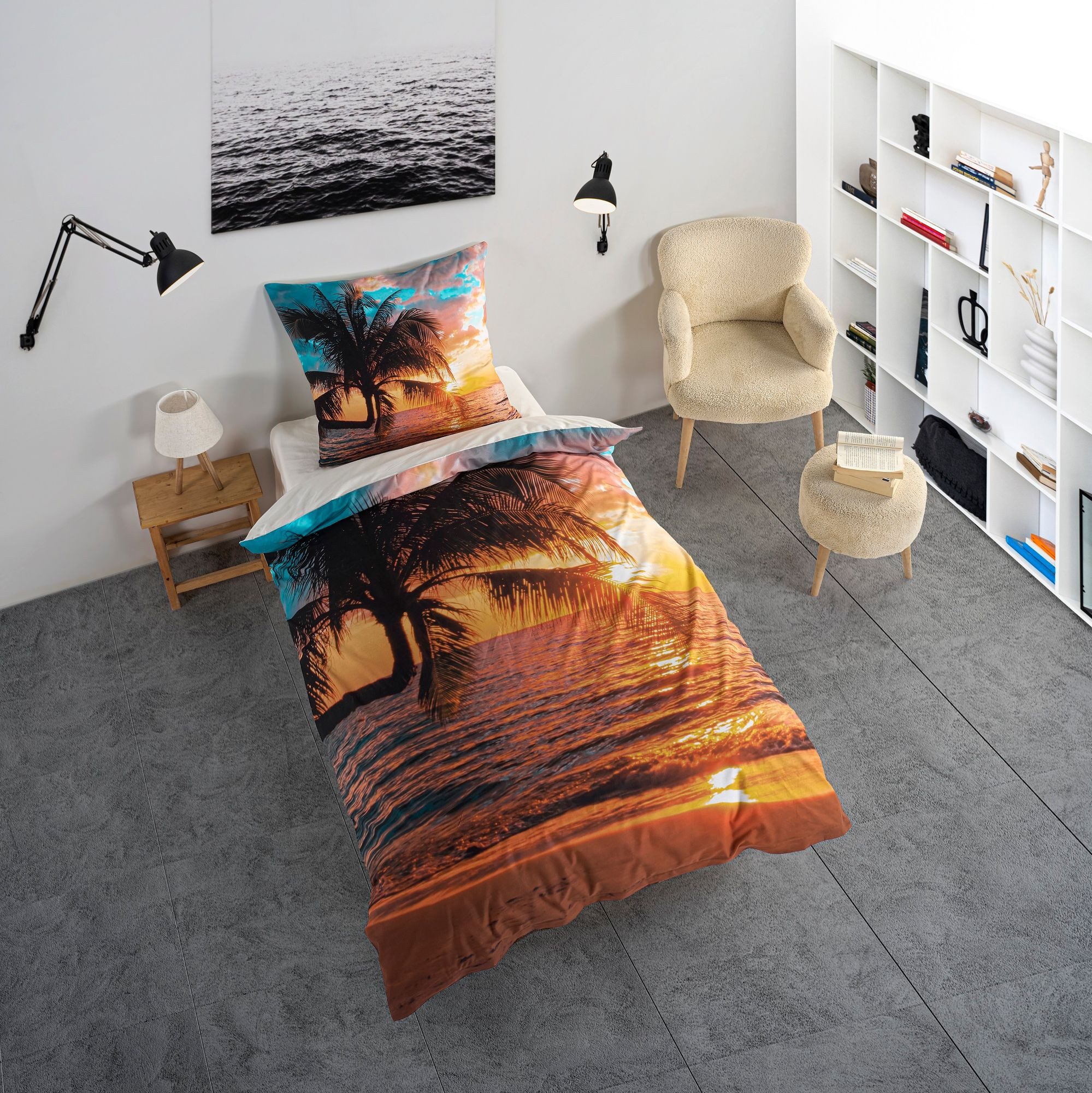 KK Shopping Kinderbettwäsche Bettwäsche Set mit Sonnenuntergang 135 x 200 c günstig online kaufen