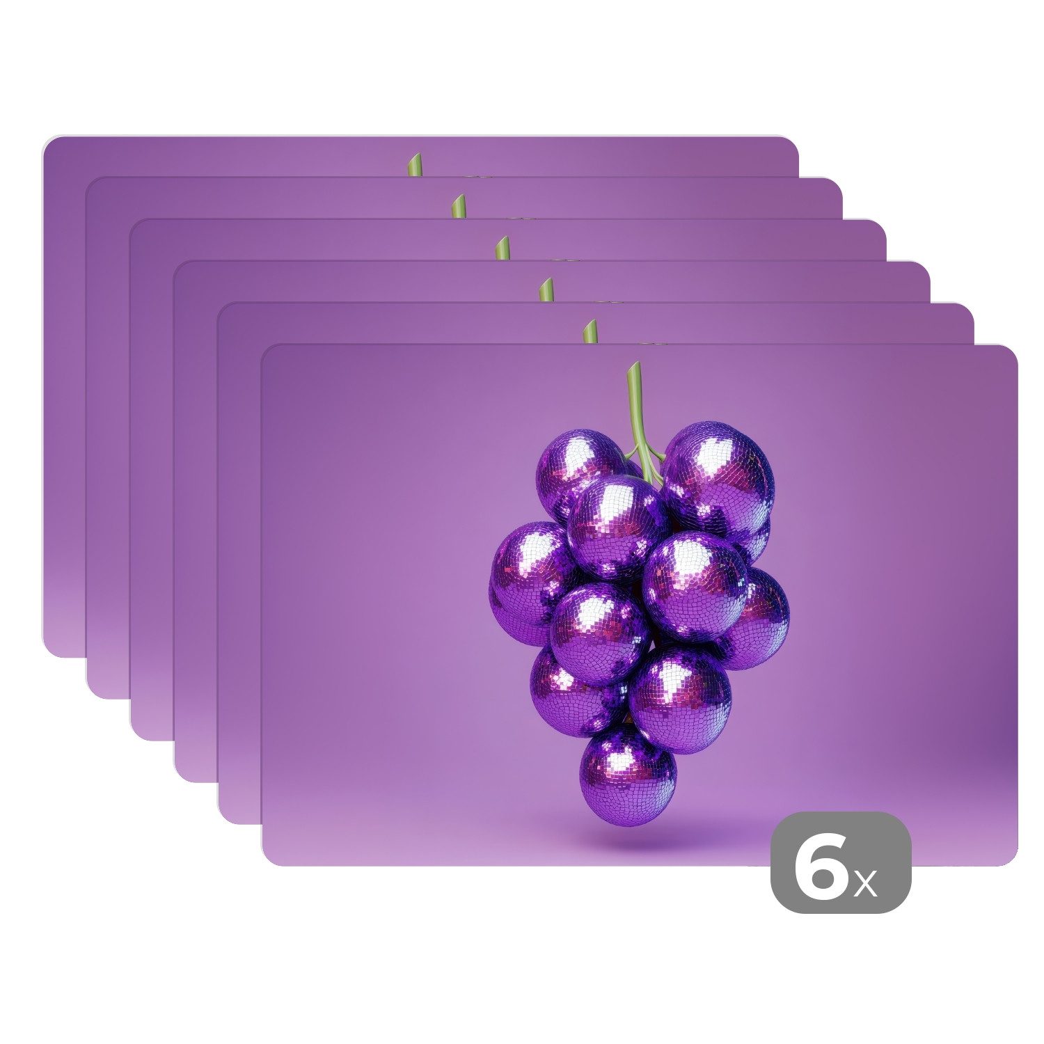 MuchoWow Platzset Weintraube - Disco - Glitzer - Lila, (6-St), Platzsets, T günstig online kaufen