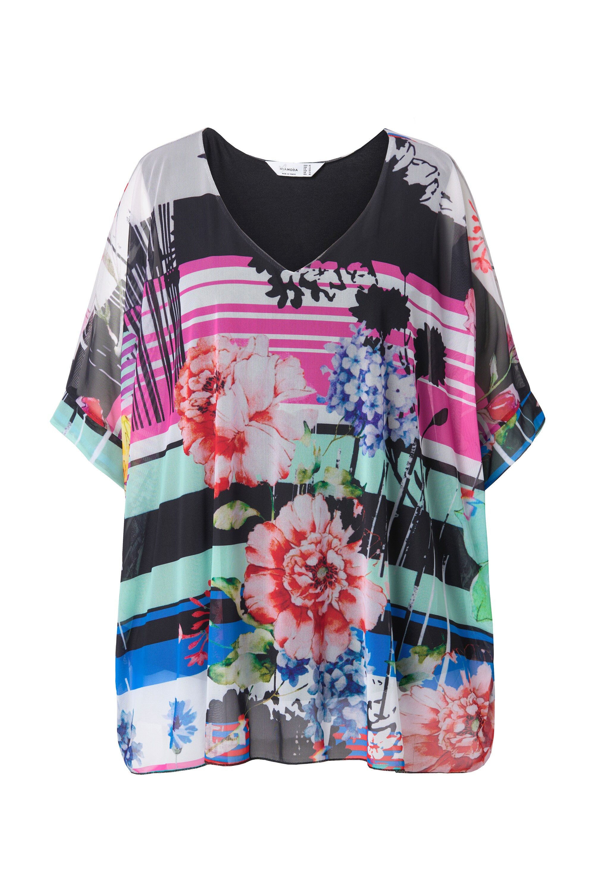 MIAMODA Druckbluse Mesh-Bluse oversized Alloverdruck günstig online kaufen