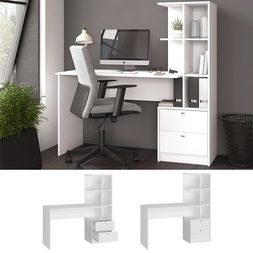 Vicco Schreibtisch Bürotisch Arbeitstisch 2 Schubladen Ablagefächer DENTON Weiß