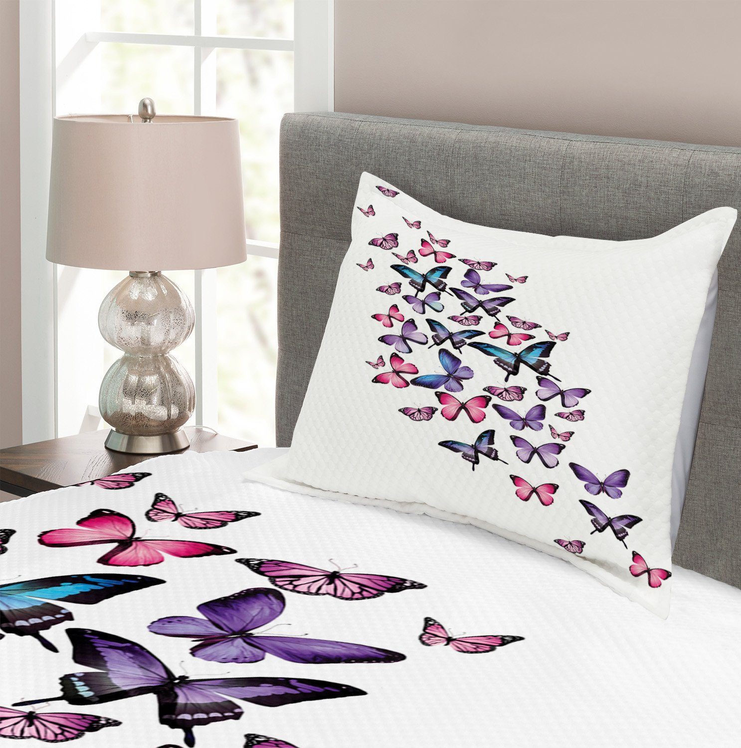 Schmetterling mit Flügel Abakuhaus, Kissenbezügen Tagesdecke Waschbar, Set Feminine