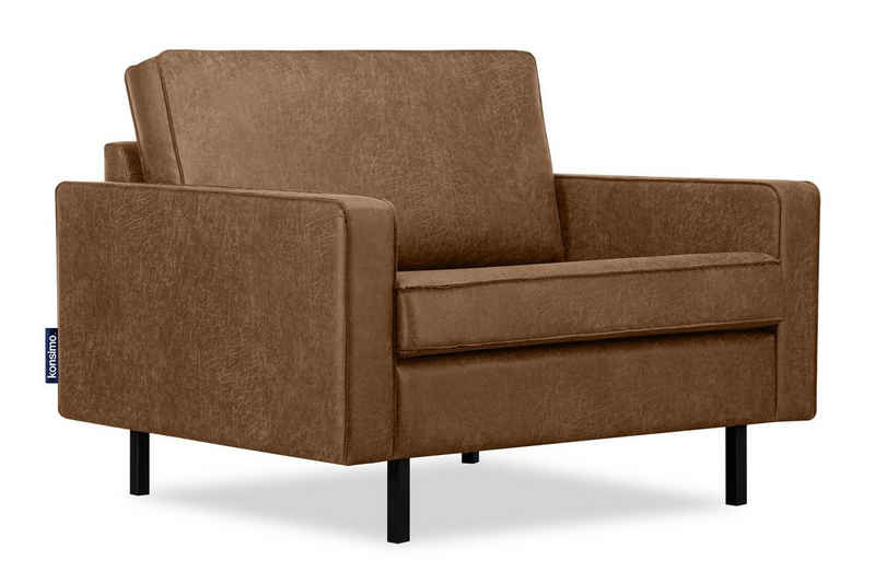 Konsimo Sessel INVIA Breite Sessel, Grundschicht: Echtleder, auf hohen Metallfüßen, Hergestellt in EU