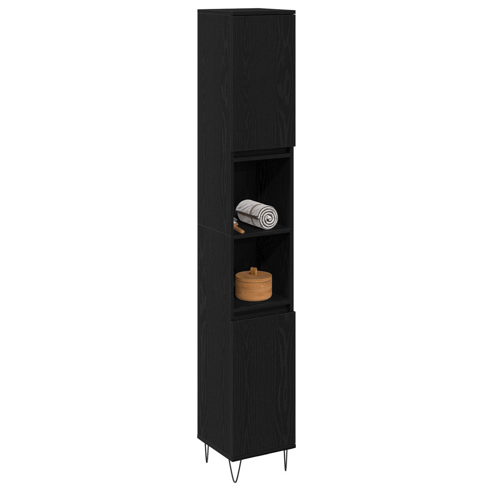vidaXL Badezimmer-Set Badschrank Schwarz Eiche 30x30x190 günstig online kaufen