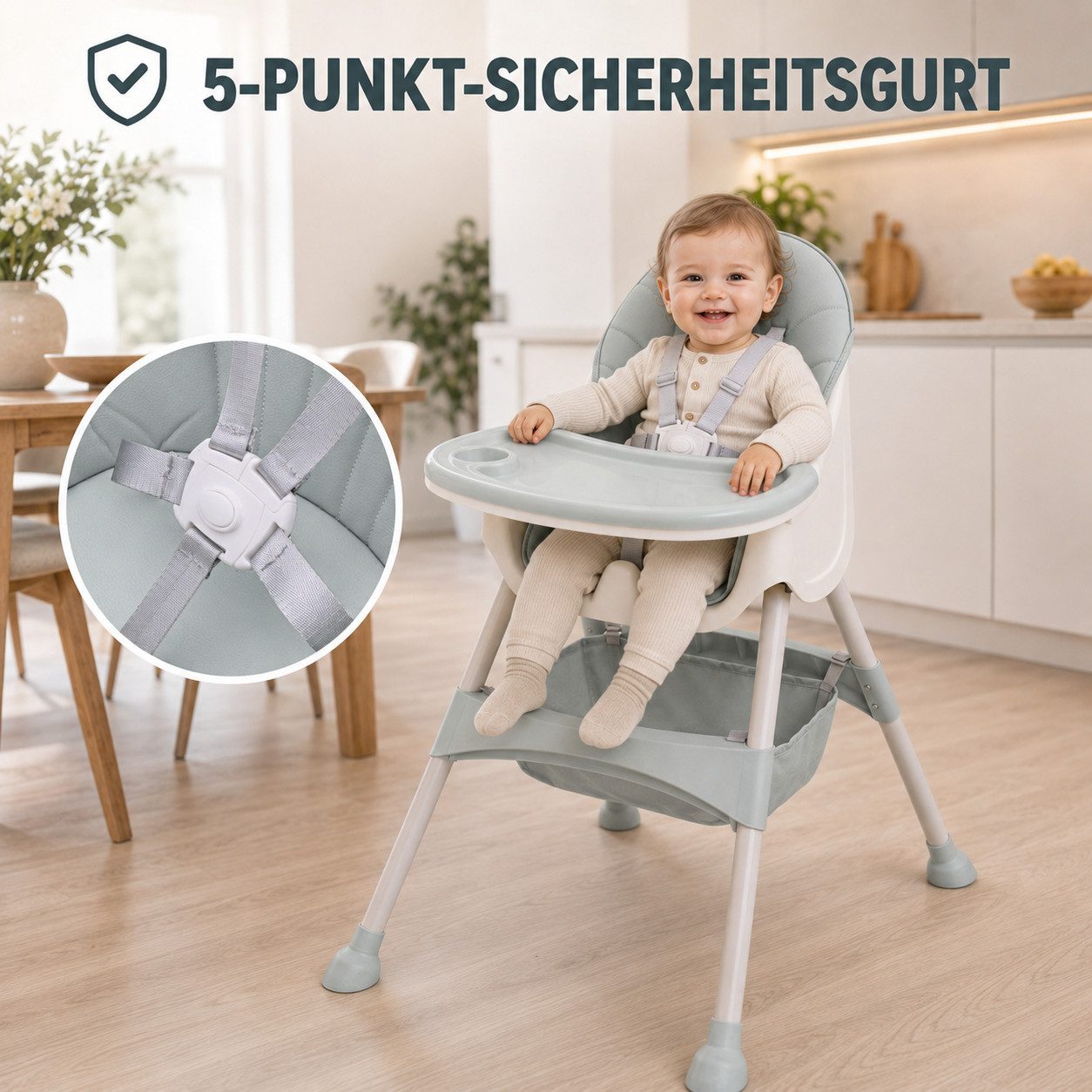 Baby Vivo Hochstuhl Design 2in1 Kinderhochstuhl - Oscar Türkis