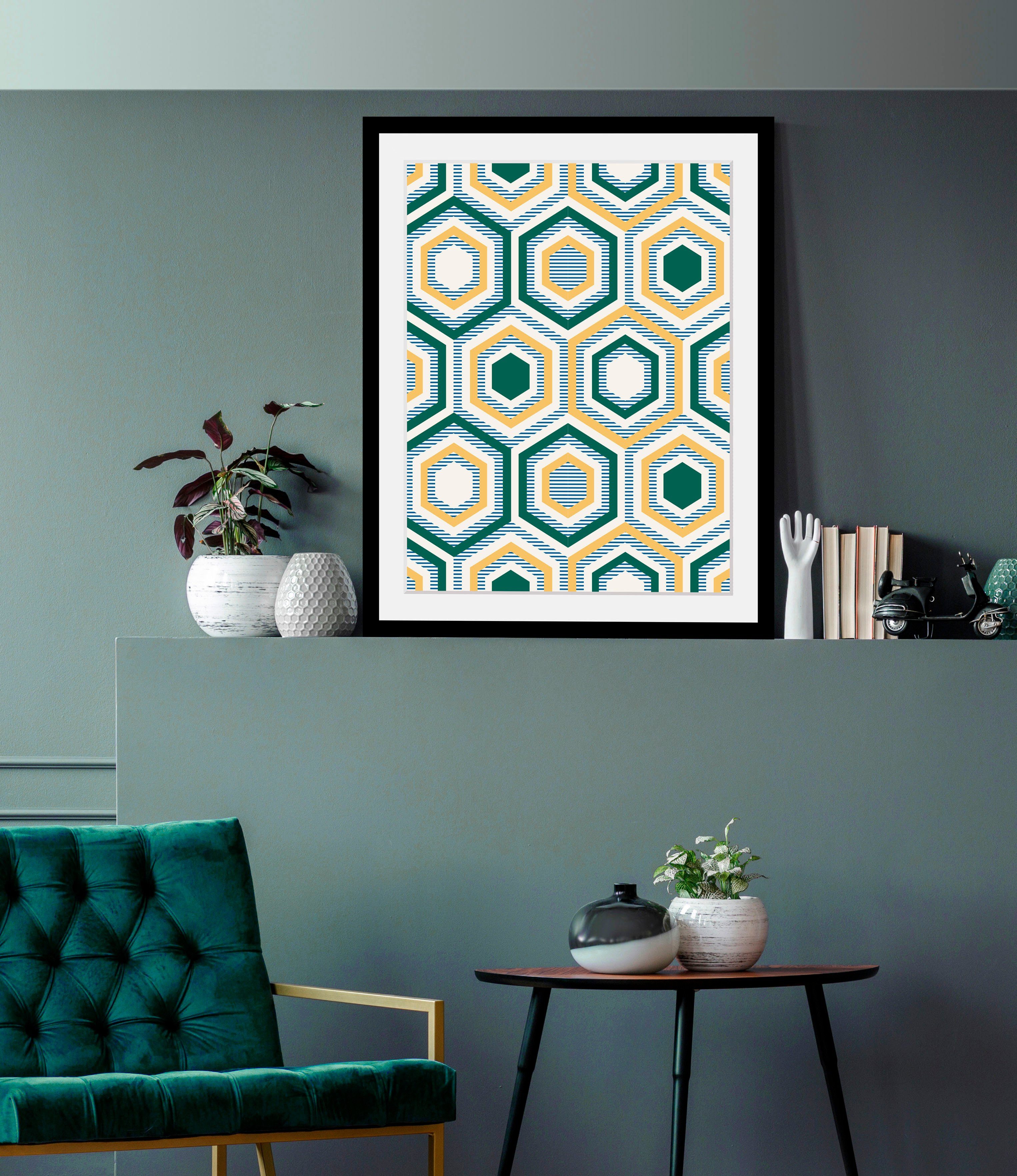 queence Bild Rüdiger, Abstrakt, Figuren, Kunst (1 St), HD Premium Poster-Druck inkl. Holzrahmen