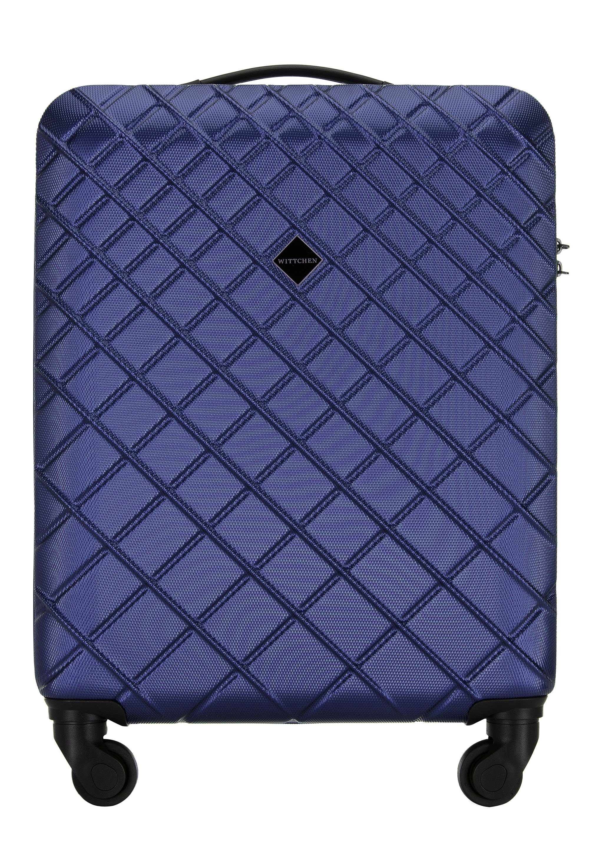 Wittchen Handgepäckkoffer mit vier dunkelblau Rollen, 4 Kollektion, Classic Griff mit Rollen, versenrem Hartschalenkoffer