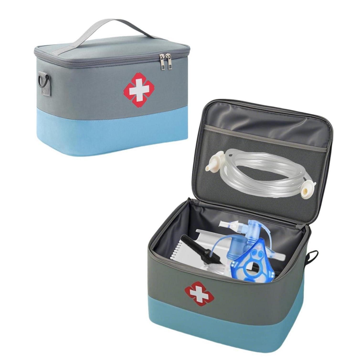 LuxusKollektion Erste-Hilfe-Set Medikamententasche Inhalator Oxford blau 26x20x18cm