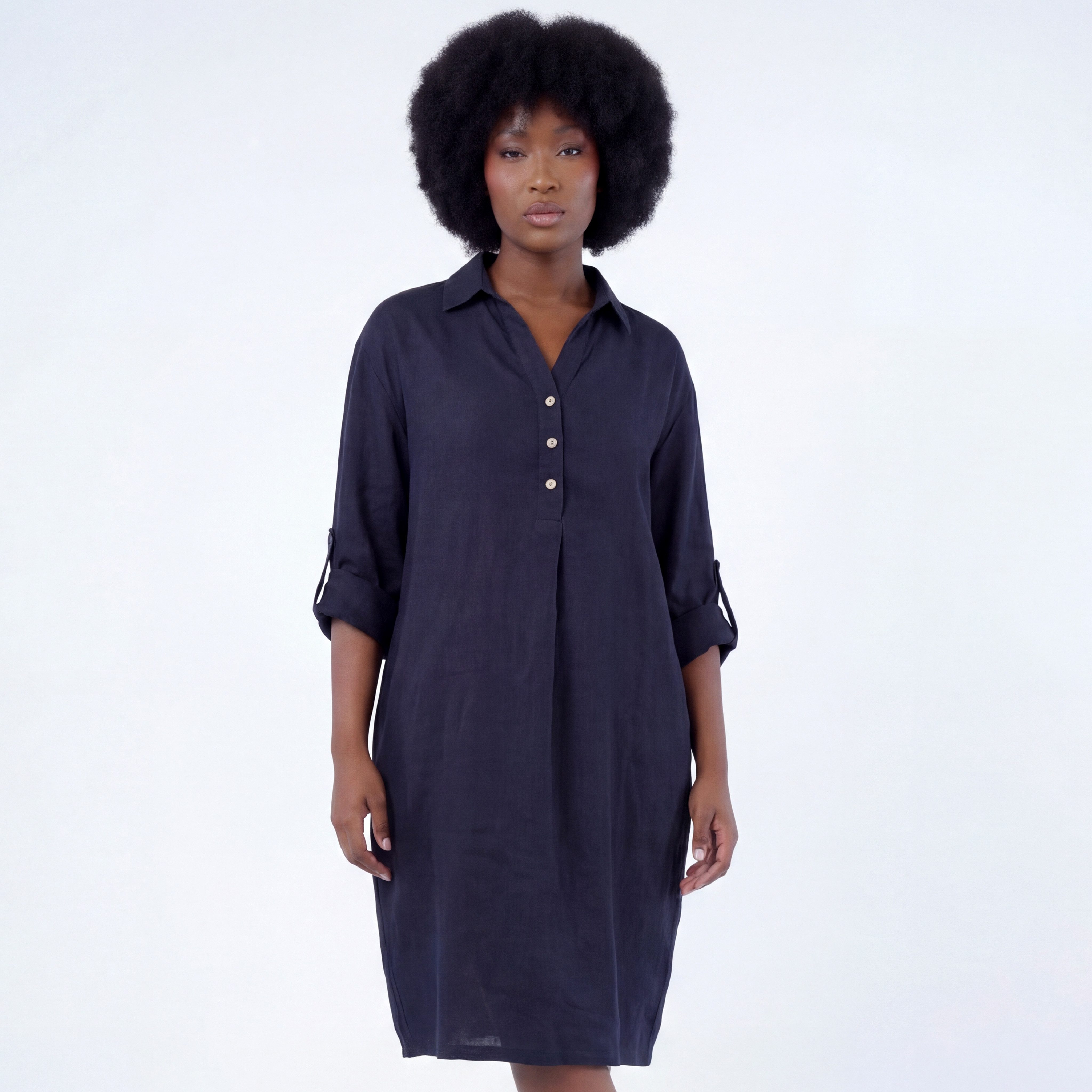 YC Fashion & Style Blusenkleid Leinen-Tunika Oversized One Size in Unifarbe
