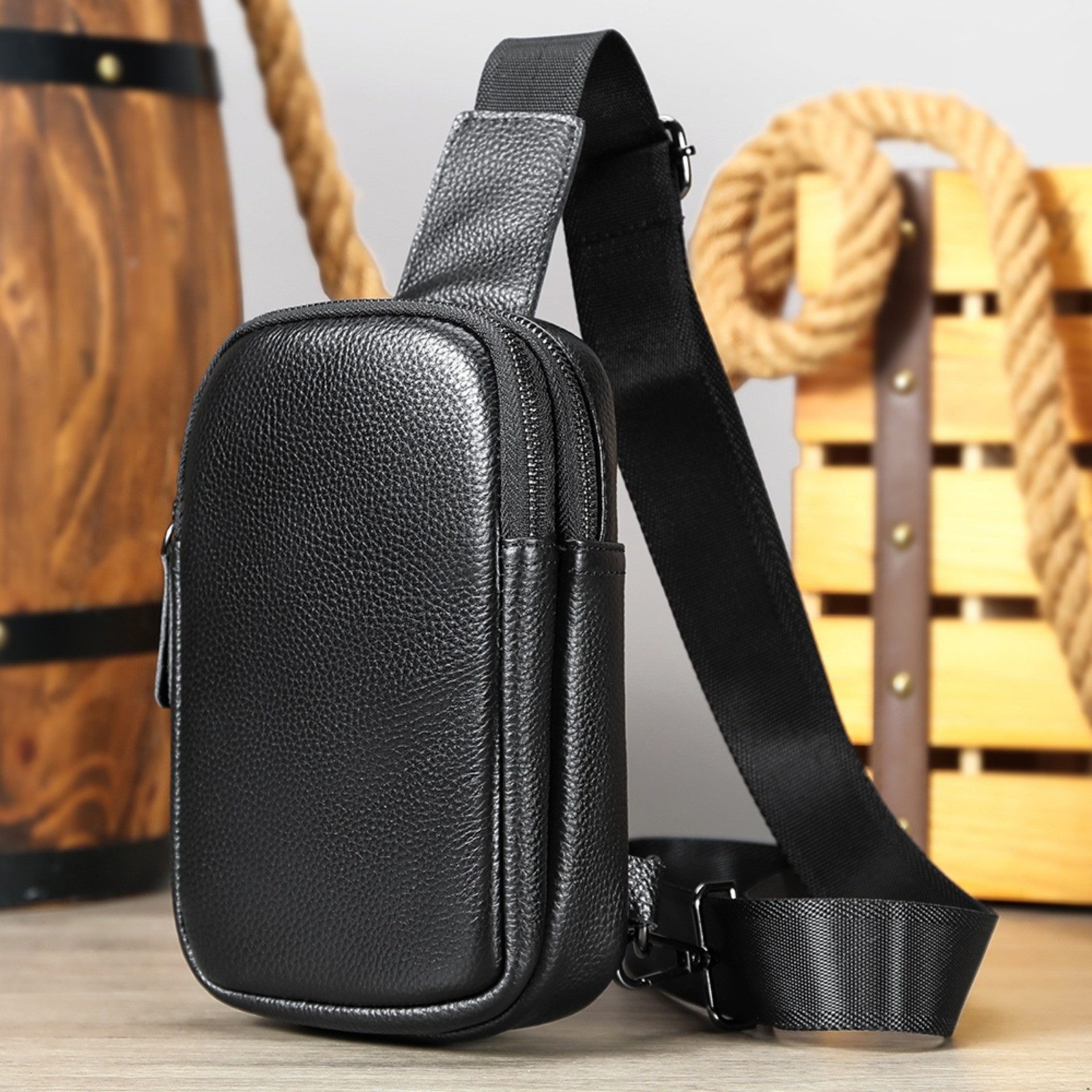 Messenger Bag Herren Leder Umhängetasche Crossbody Echtleder Verstellbarer Riemen