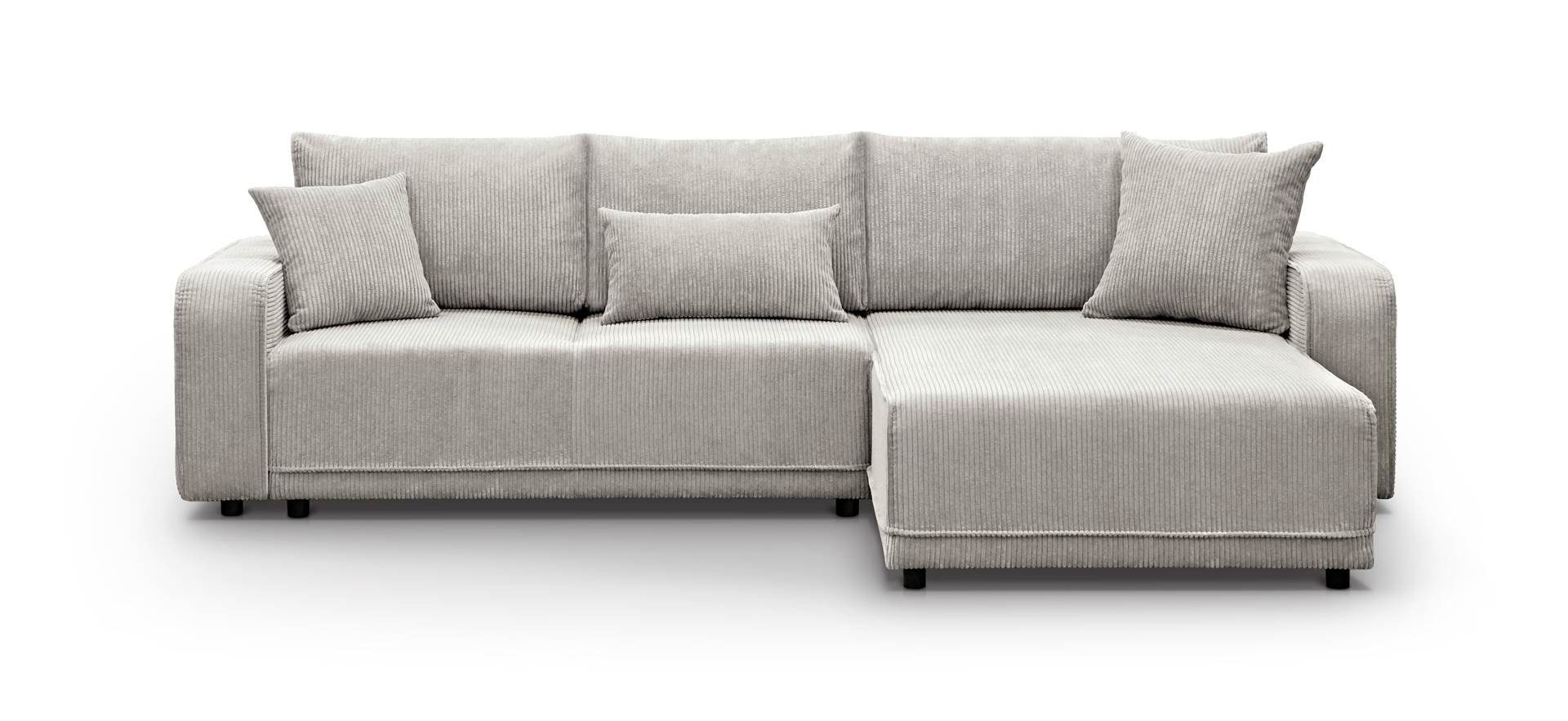 Ecke, in cm mane, Beige mit Bettkasten universelle Beautysofa L-Form, mit 100) (poso Primo, Schlaffunktion, Cordstoff,290 Ecksofa