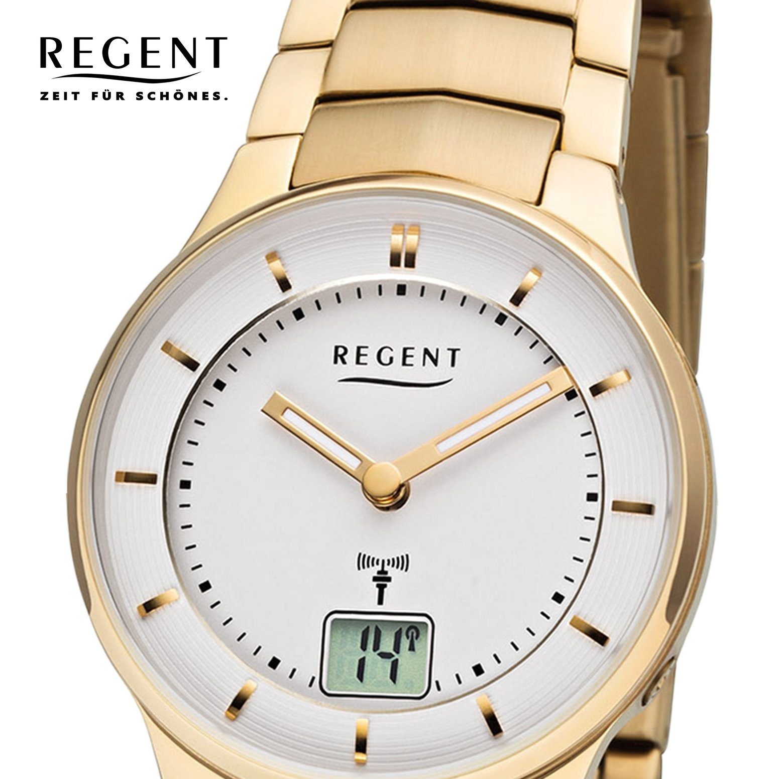 Funkuhr Damen Uhr Funkuhr (ca. klein Damen Metall rund, FR-263 Regent 30mm), Metallarmband Funkwerk, Regent