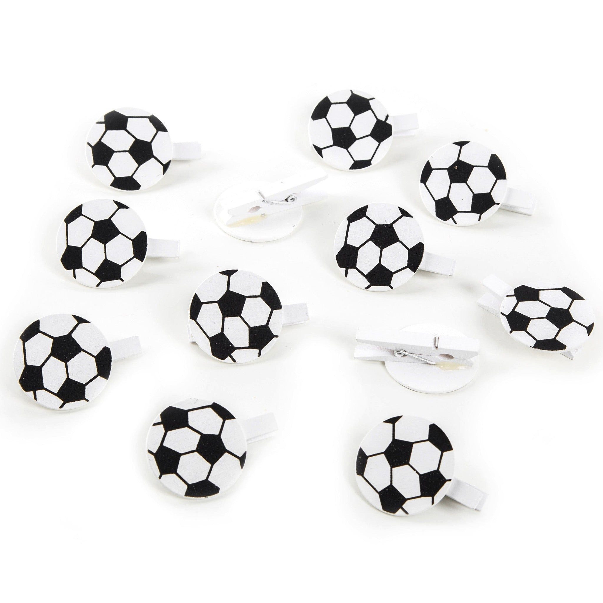 Logbuch-Verlag Dekofigur 12 Fußballklammern Fußballdeko für Kindergeburtstag WM Party EM