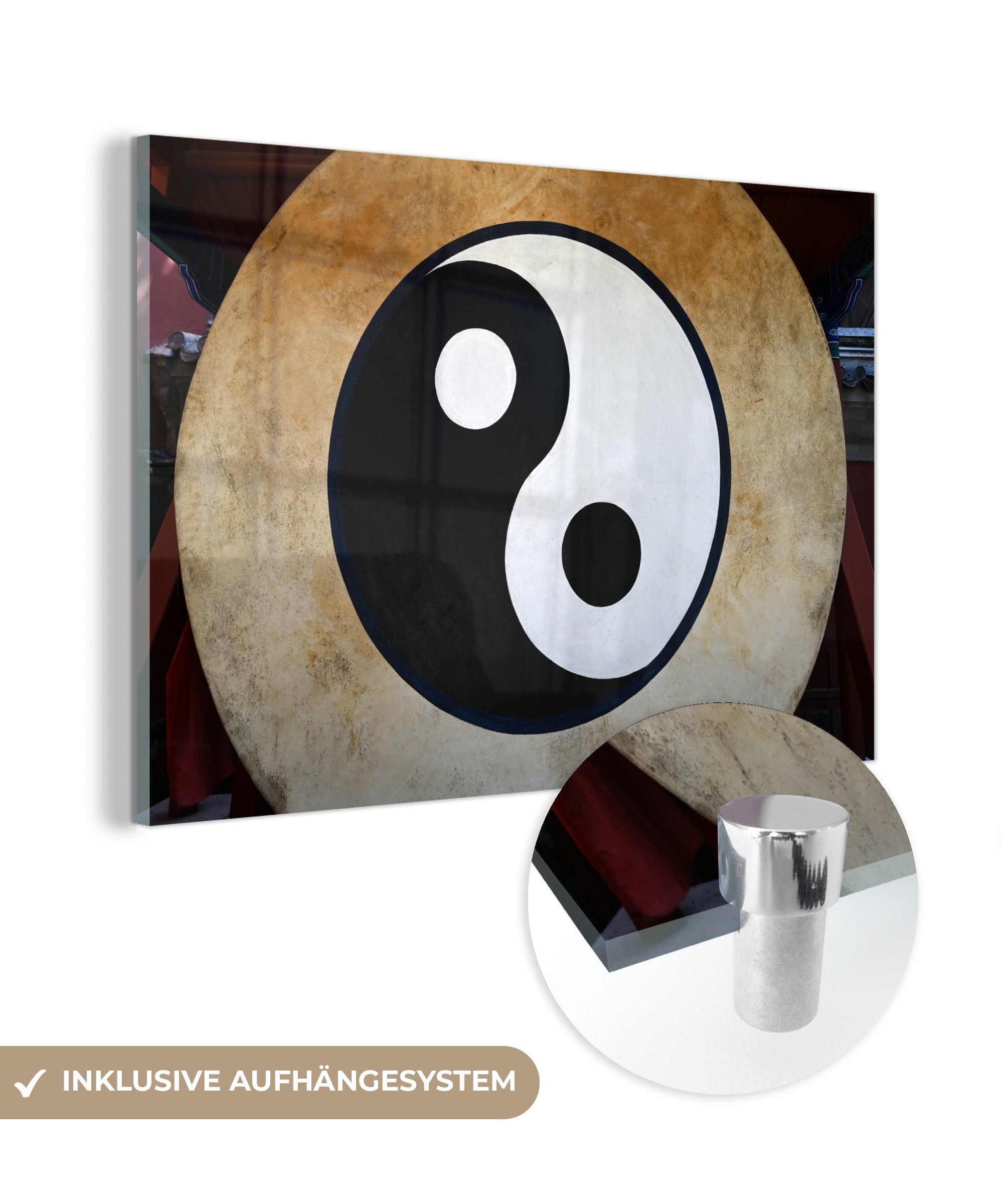 MuchoWow Acrylglasbild Yin und Yang auf Stein, (1 St), Acrylglasbilder Wohnzimmer & Schlafzimmer