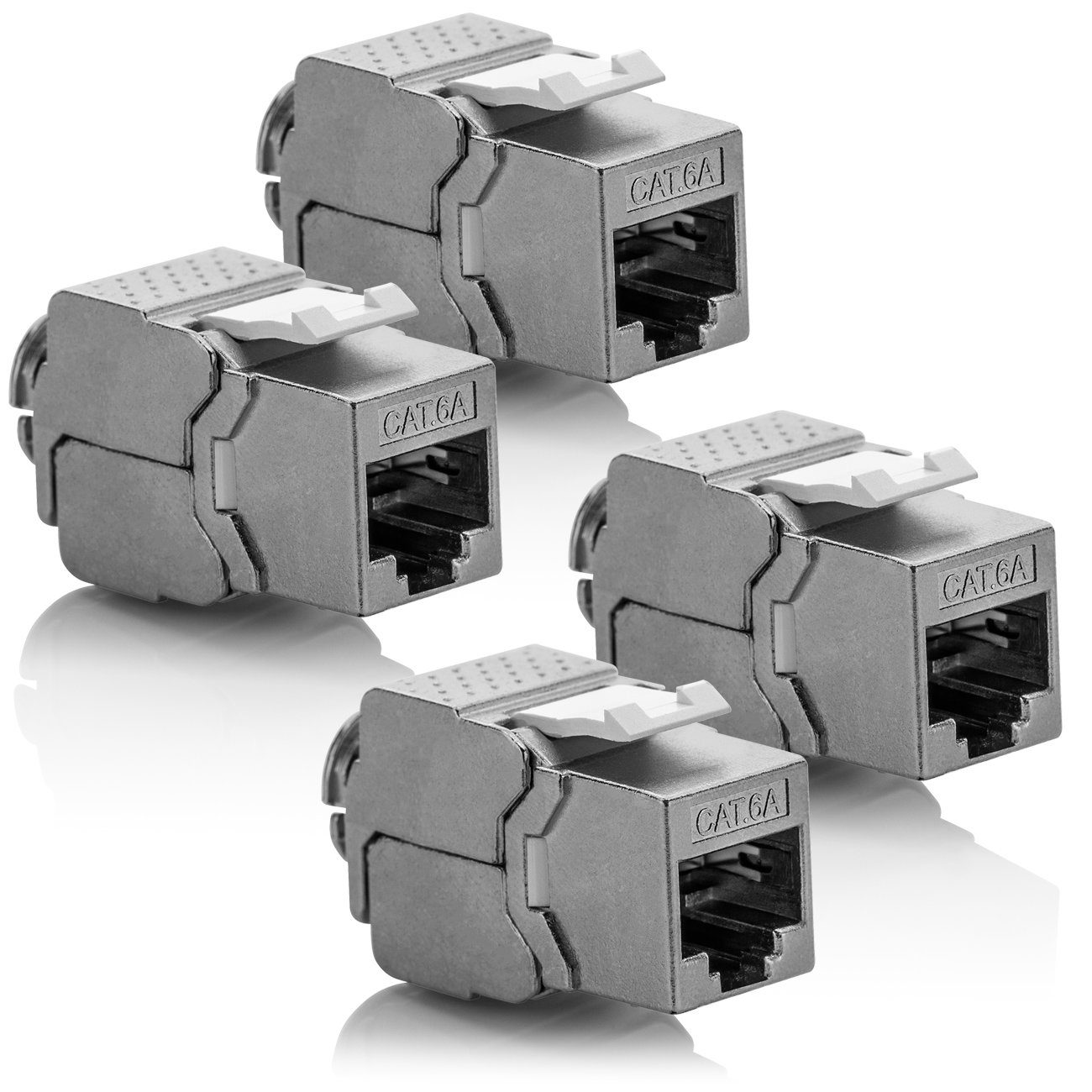 deleyCON deleyCON 4x Keystone Modul CAT 6a Jack / vollgeschirmt STP / Netzwerk-Adapter