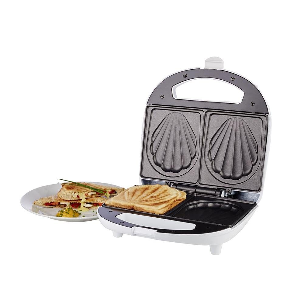 KORONA Sandwichmaker 47017 Sandwich Maker Muschel, 700 W, 700 Watt, Sandwichtoaster, für 2 Sandwiches mit Muschel-Muster