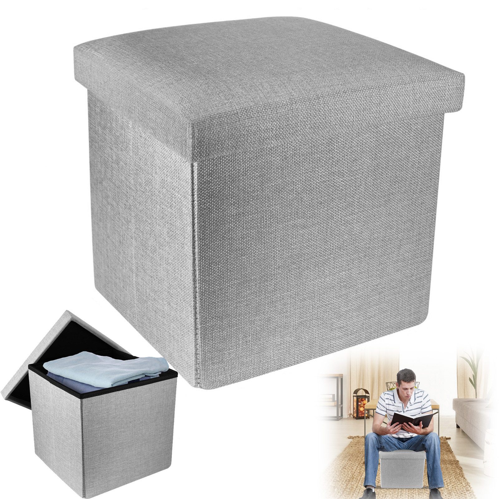 BlingBin Sitzhocker Faltbare Gepolsterte Sitzbank mit Stauraum, Hocker Aufb günstig online kaufen