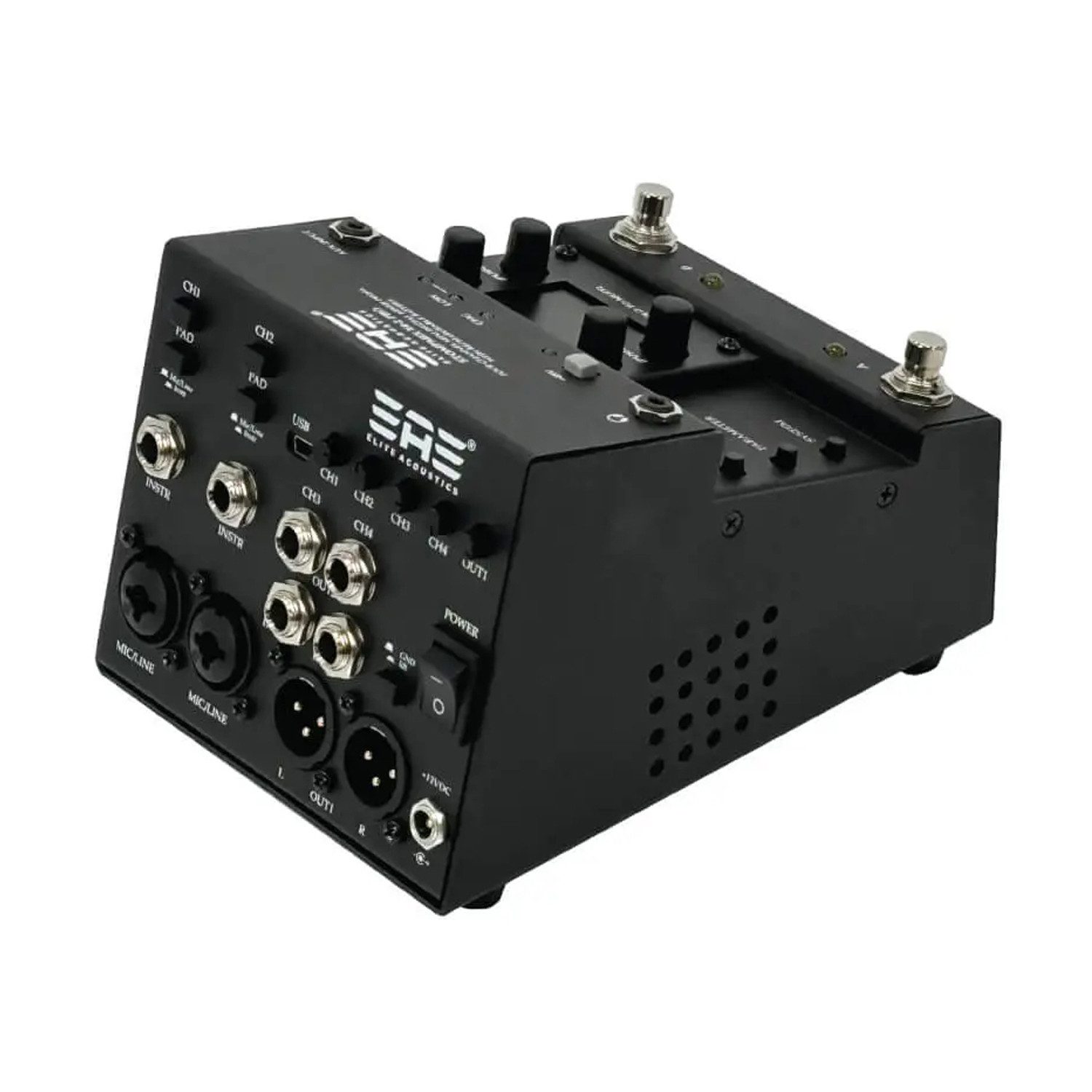 Elite Acoustics Mischpult Elite Acoustics StompMix X4-2 PRO 4-Kanal Mixer Pedal, (vielseitig, Digitalmixer-Pedal), 4-Kanal-Digitalmixer-Pedal