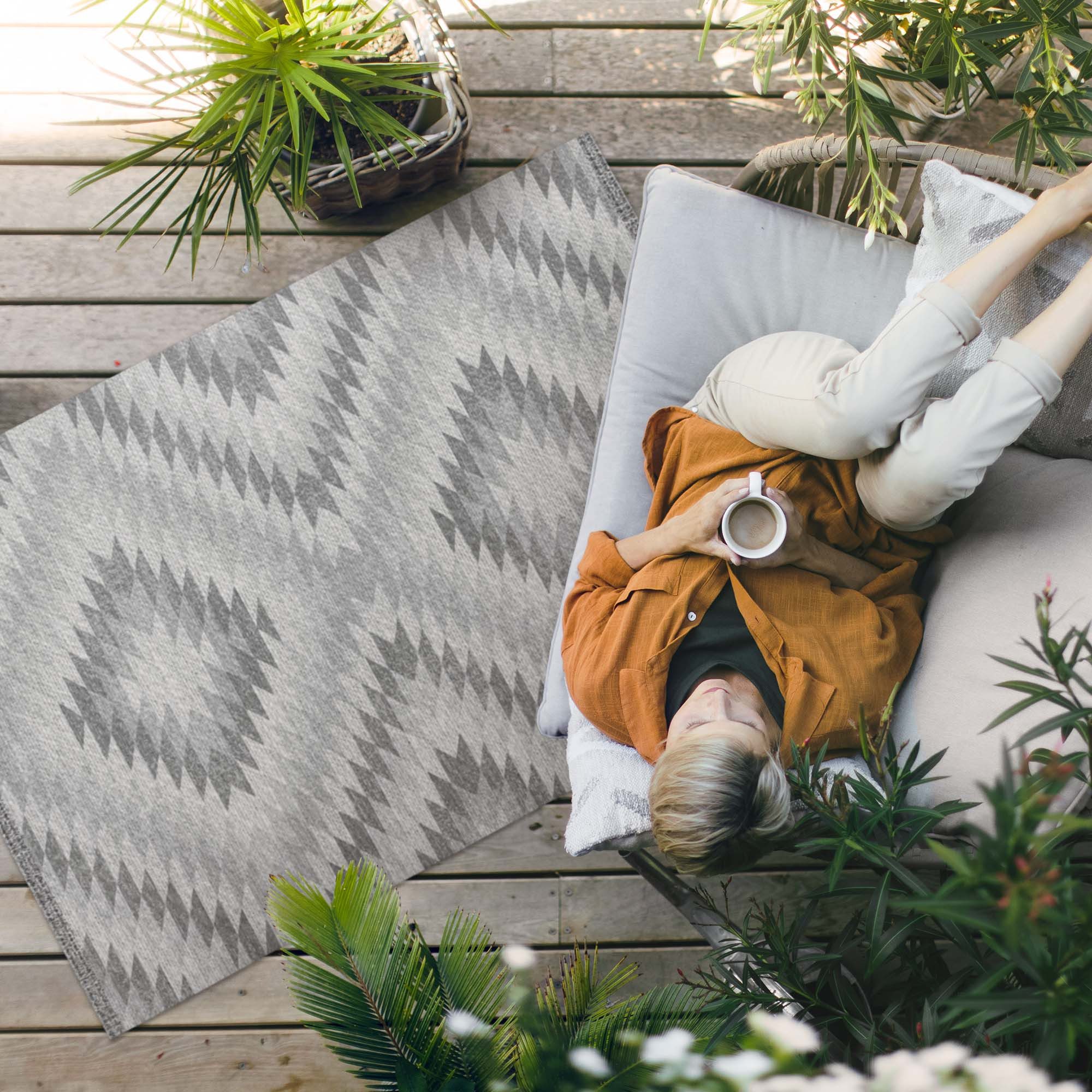 Tulup Vinylteppich Türkische Zierpflanze, Grau Vinylteppich für Outdoor, Vinylboden, Höhe: 90 mm
