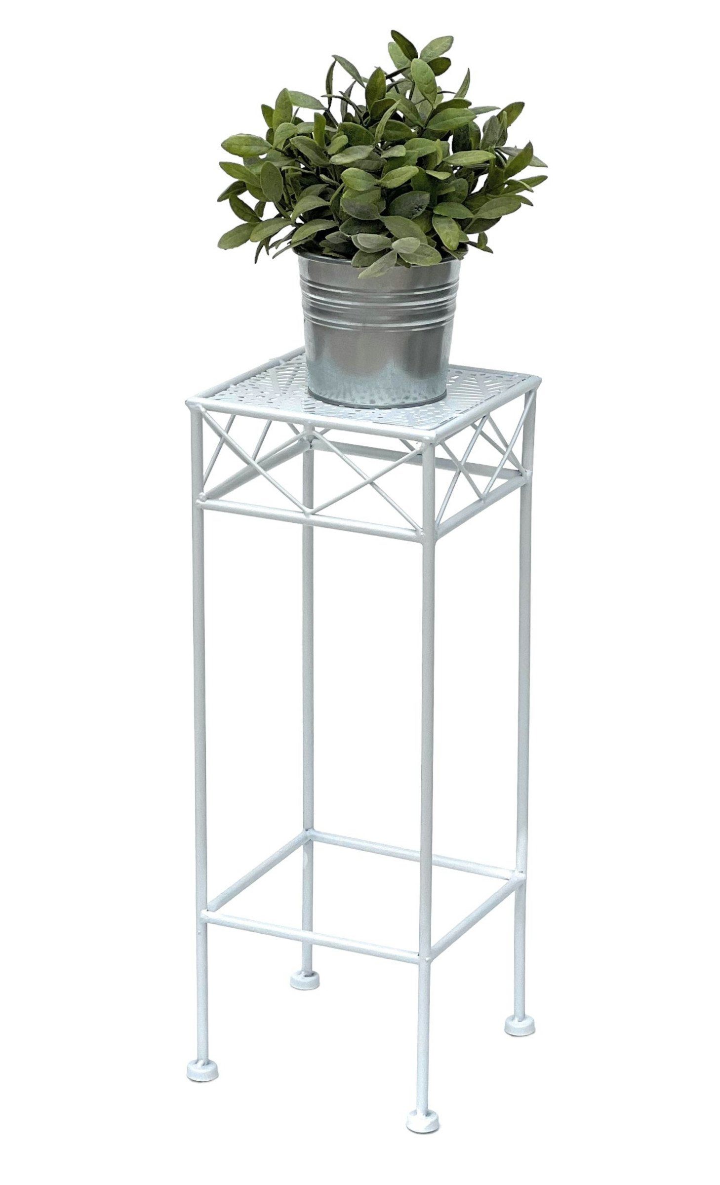 DanDiBo Blumenständer Blumenhocker Weiß Metall Eckig 70-50 cm Blumenständer Beistelltisch