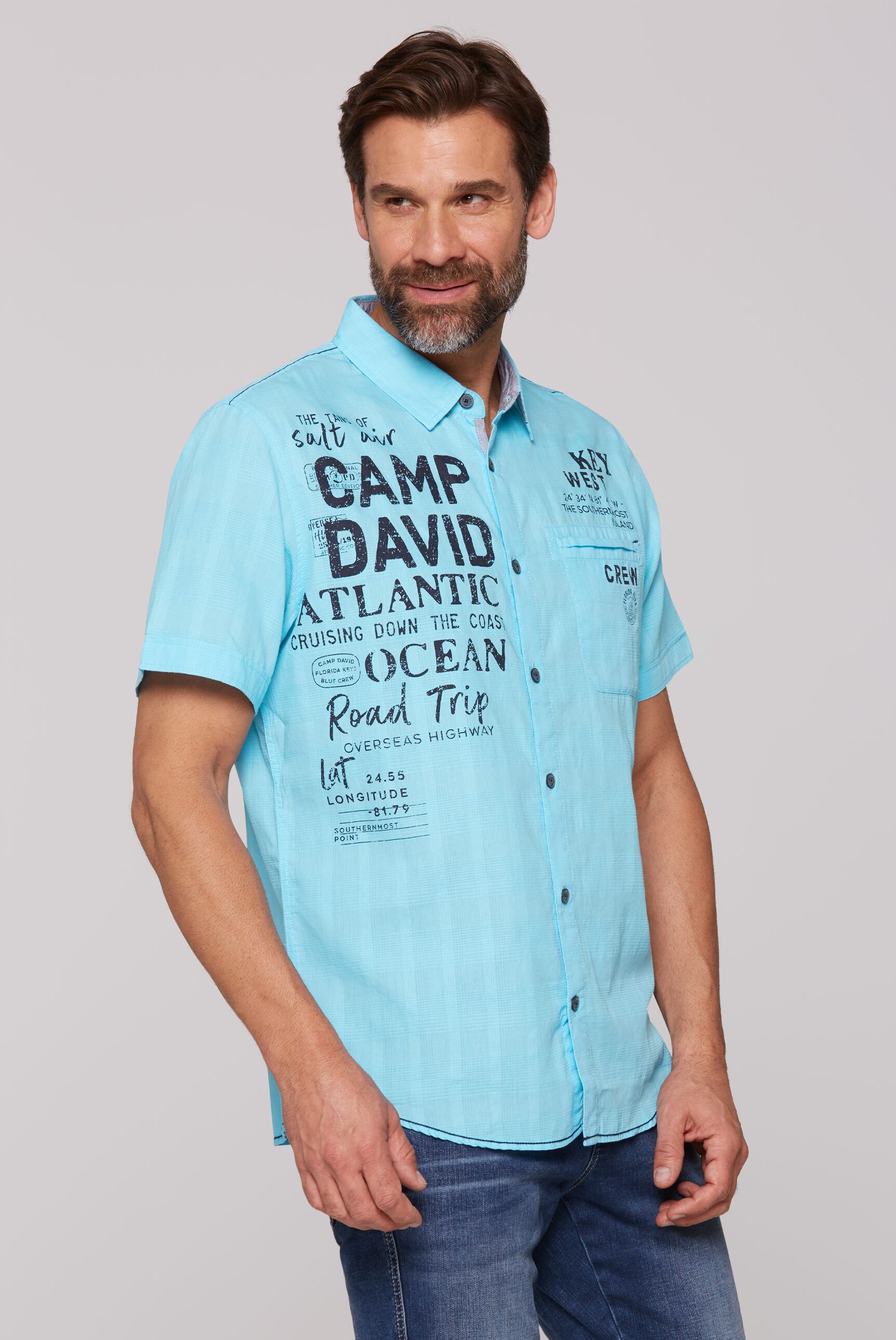 CAMP DAVID Kurzarmhemd mit Karo-Struktur günstig online kaufen