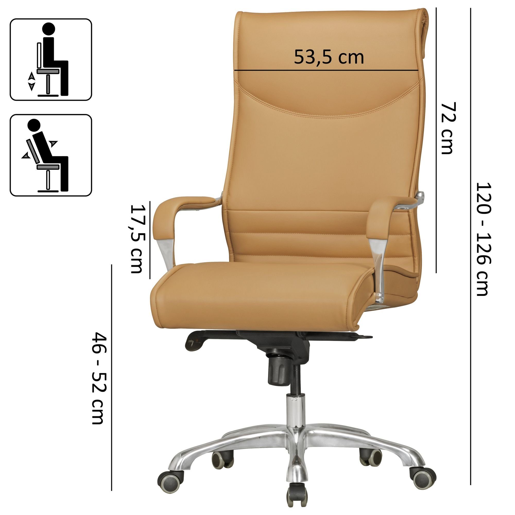 | Arbeitssessel - Braun Chefsessel Beige Komfortabler Chefsessel ergonomisches DESIGN für Sitzen KADIMA