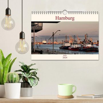 CALVENDO Wandkalender Hamburg Hafen (Wandkalender 2024 DIN A4 quer), CALVENDO Monatskalender
