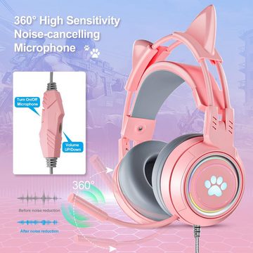 JYPS Over-Ear-Design Gaming-Headset (Flexibel und hochsensibel für optimale Position. Minimiert Umgebungsgeräusche, entscheidend für Gaming-Präzision., 360° verstellbarem Noise Cancelling-Mikrofon, 3,5-mm-Klinkenanschluss)