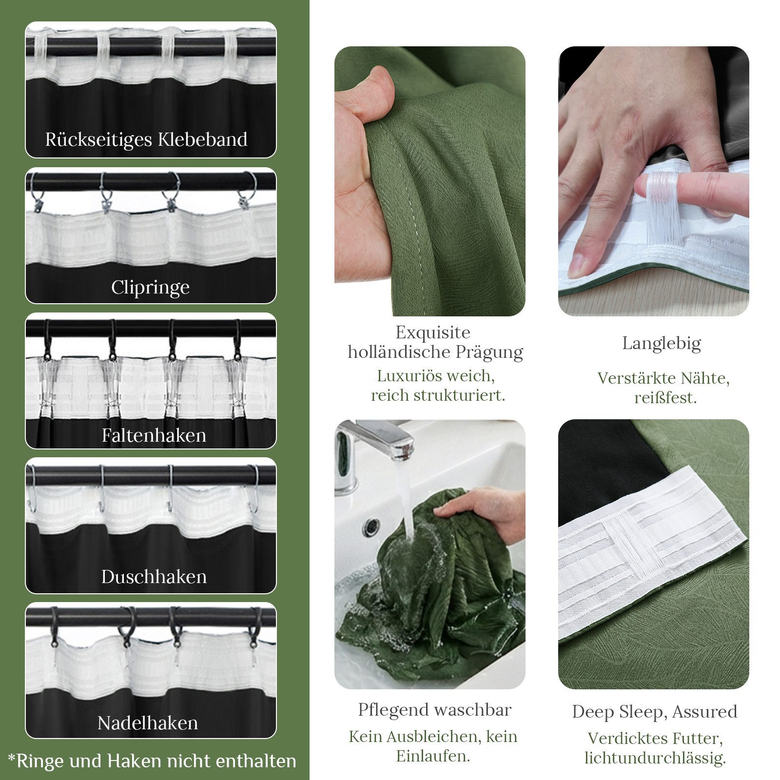 Lapamax Verdunkelungsvorhang Blumenvorhang Kräuselband Blickdicht Vorhang, Thermo Hitzeschutz (2 St), Multifunktionsband, verdunkelnd, Polyester, für Wohnzimmer – Bild 5 von 5