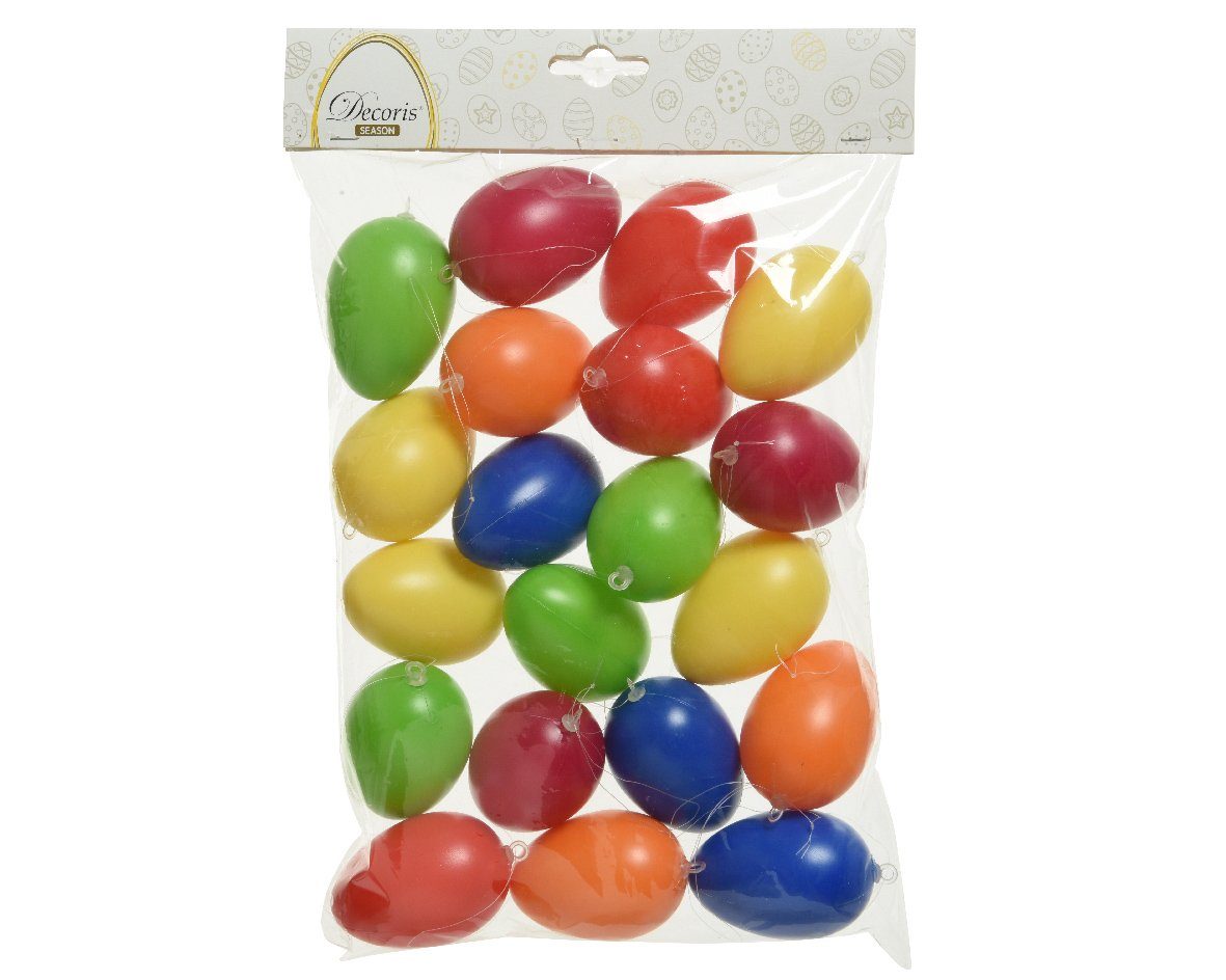 Decoris season decorations Osterei, Ostereier zum Aufhängen Kunststoff 6cm bunt 20 Stück