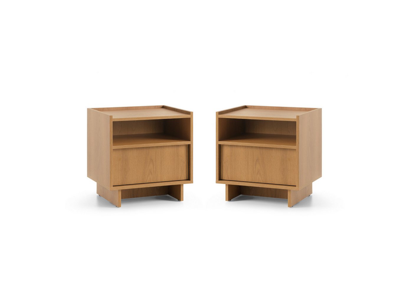 MOEBLO Nachttisch LILIE S50 (in Eiche Caramel – moderner, minimalistischer Nachtkommode mit Schublade, Push-to-Open und Japandi Design, Nachttisch Nachtkommode Nachtschrank Nachtkonsole Beistelltisch Schlafzimmer, 2-St), (BxHxT): 50 x 51 x 39 cm