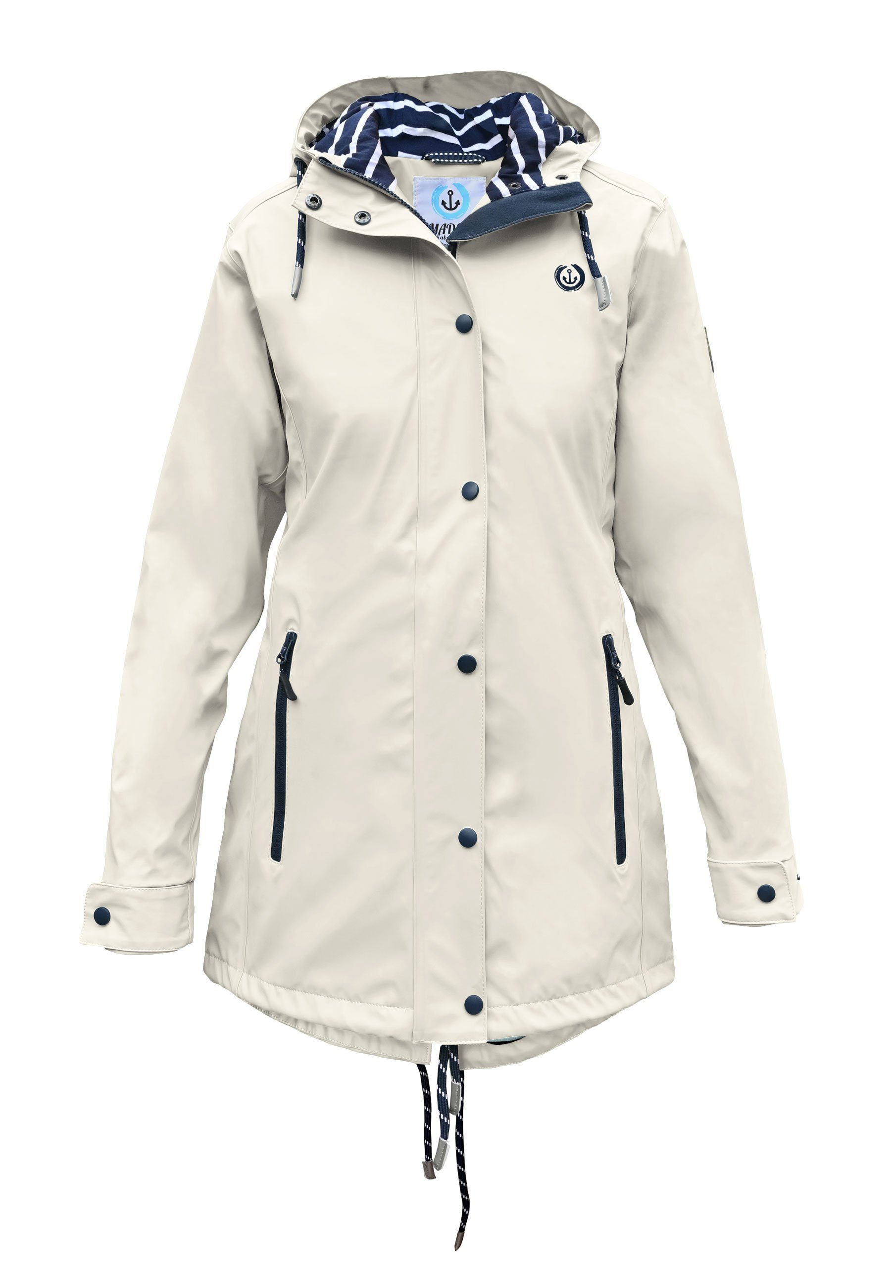 MADSea Regenmantel Friesennerz Sand wetterfester Regenmantel mit gestreiftem Innenfutter