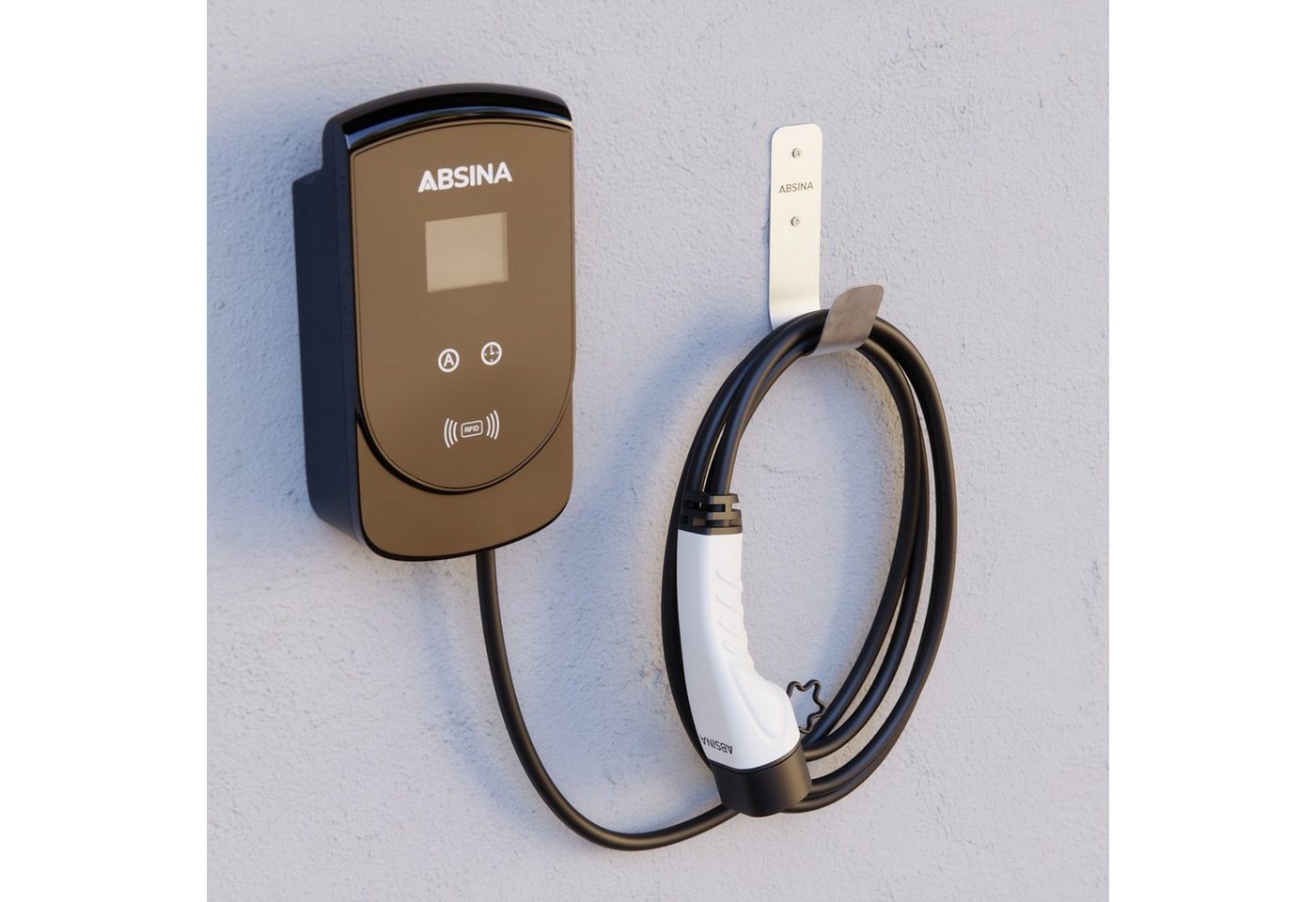 Thumbnail - ABSINA Elektroauto-Ladestation-Halterung Edelstahl Typ 2 Wandhalterung - Typ 2 Ladekabel Wandhalterung