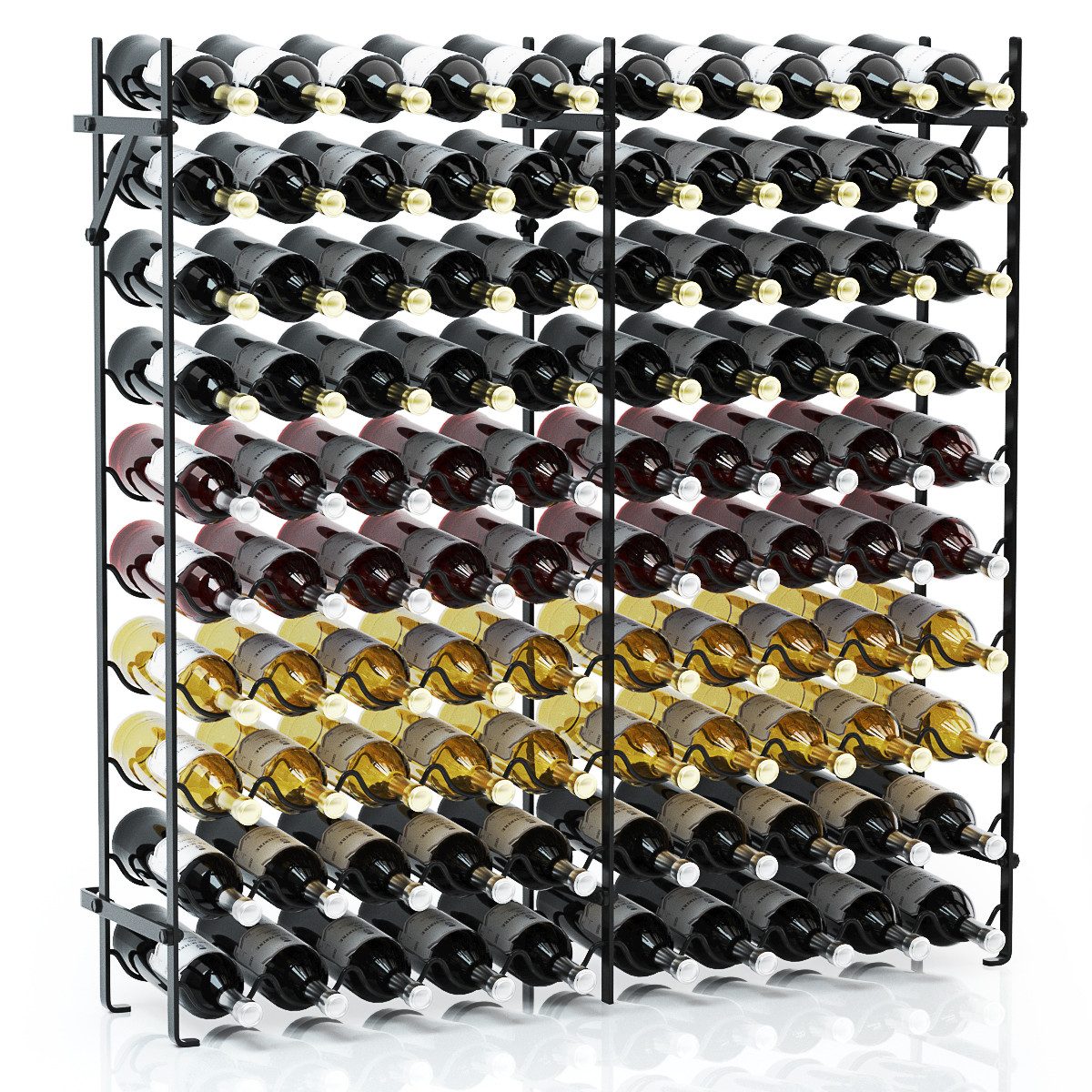 COSTWAY Weinregal, stehend Stahl Flaschenregal für 100 Flaschen 98x25x100cm