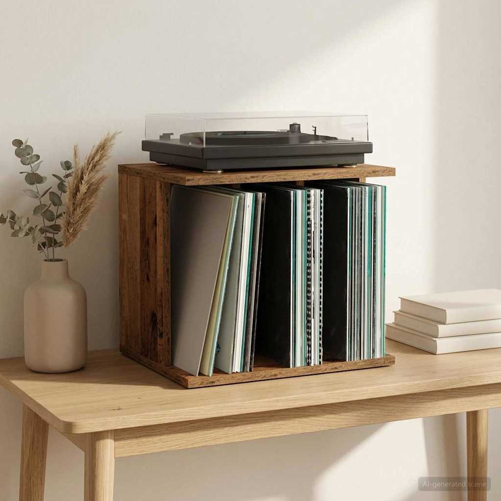 vidaXL Schranksystem Vinyl Plattenaufbewahrung Altholz 42 x 33 x 36 cm Holzwerkstoff (1-St)