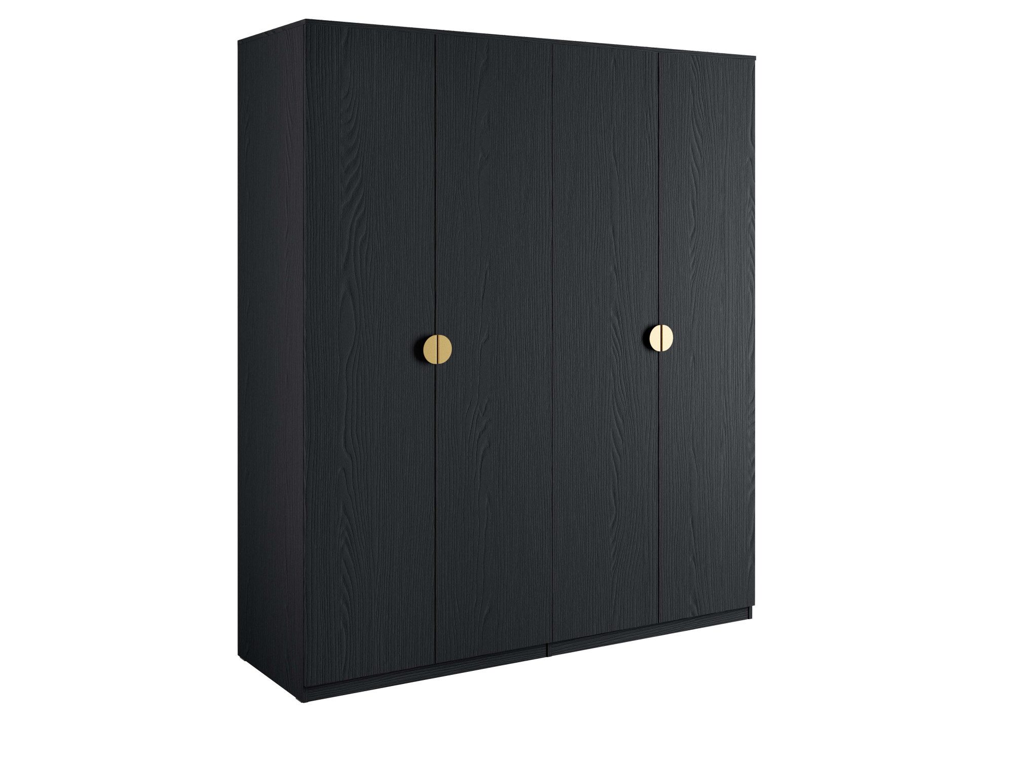 Home affaire Kleiderschrank BELLOT Garderobe, Wäscheschrank mit 4 Einlegeböden und 2 Kleiderstange mit 4 Drehtüren und goldenen Griffen, Maße B/T/H: 180/59/209 cm