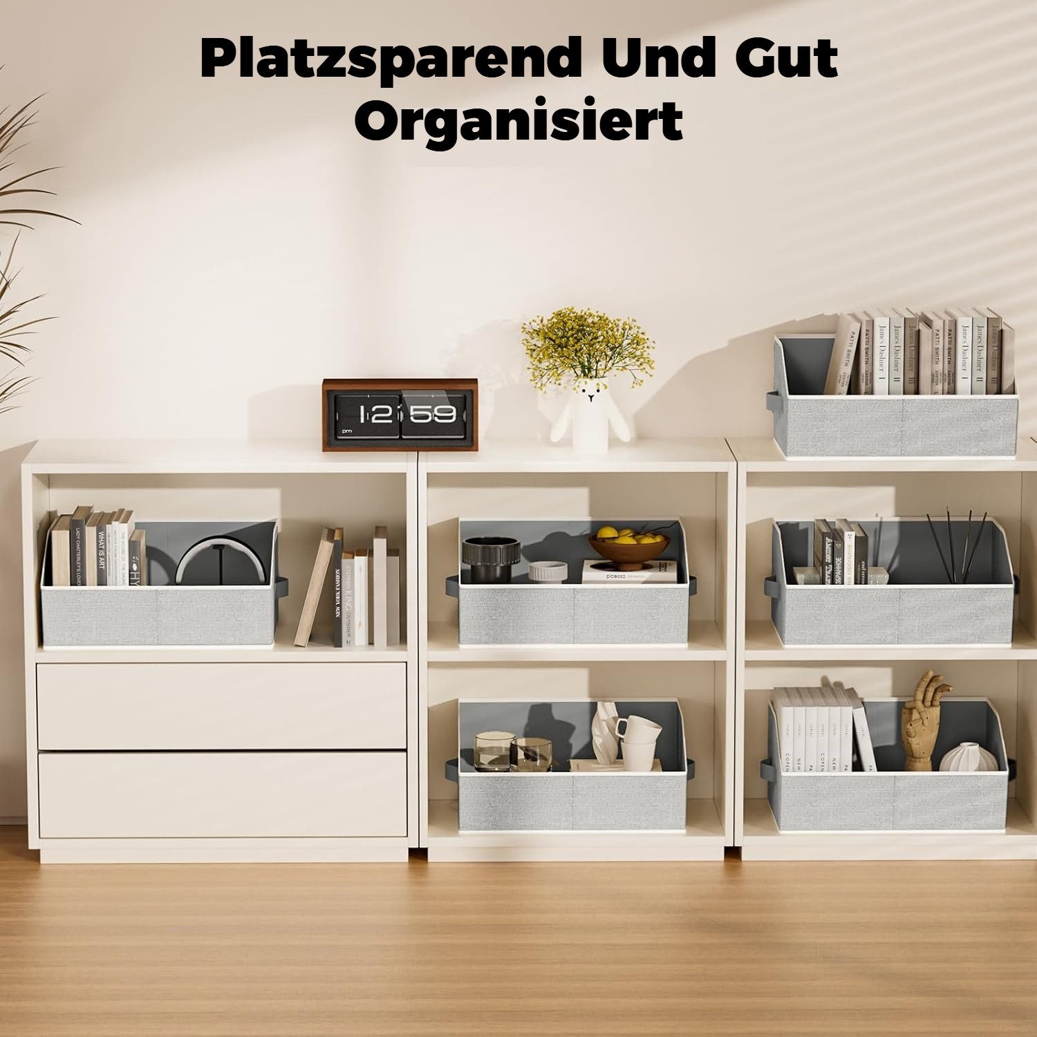 BlingBin Aufbewahrungsbox Faltbare Aufbewahrungskorb, Aufbewahrungskiste mit Griff, Küchen Körbe (4er Set, 4 St., Produktabmessungen: 42 × 28 × 20 cm, Material: – Bild 4 von 5