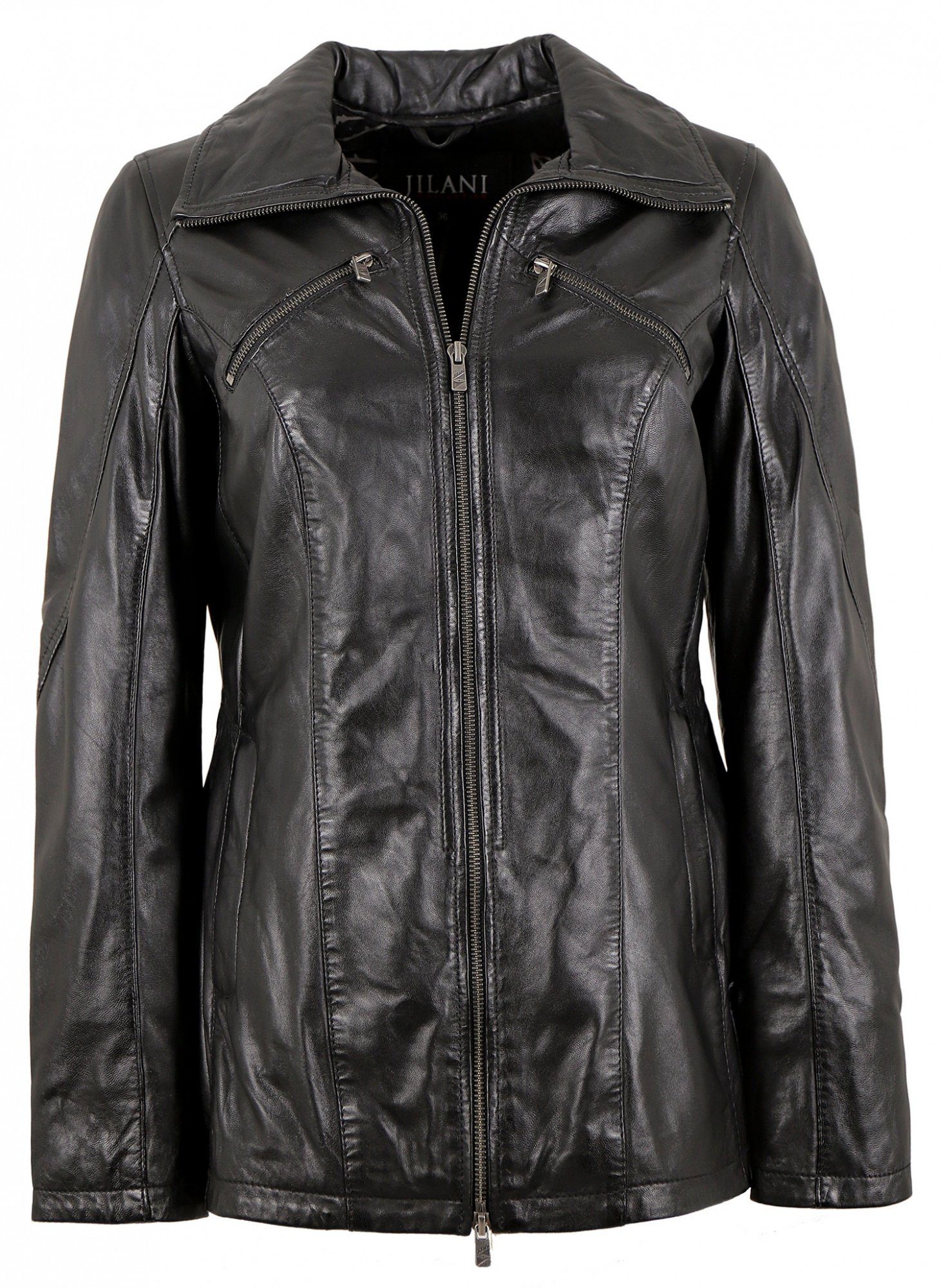 Jilani Lederjacke Aroa Jilani - Damen Lederjacke Lammnappa schwarz Pflanzli günstig online kaufen