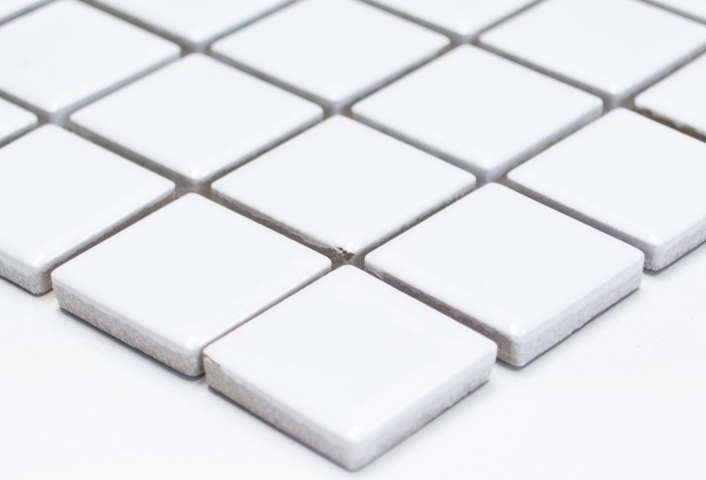 Mosani Mosaikfliesen Keramikmosaik Mosaikfliesen weiß glänzend Küche Wand Dusche Pool