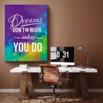 wandmotiv24 Leinwandbild Motivation, Hochformat, Dreams dont work, Sprüche (1 St), Wandbild, Wanddeko, Leinwandbilder in versch. Größen