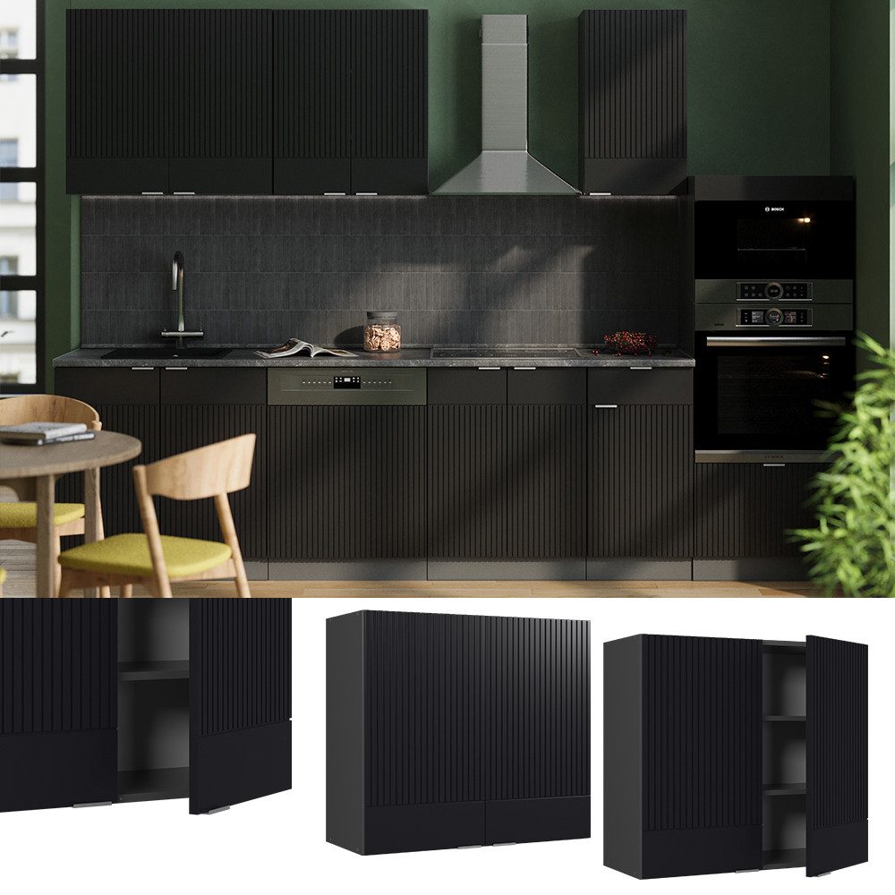 Vicco Glashängeschrank Fame-Line, Schwarz gestreift/Anthrazit, 80 günstig online kaufen