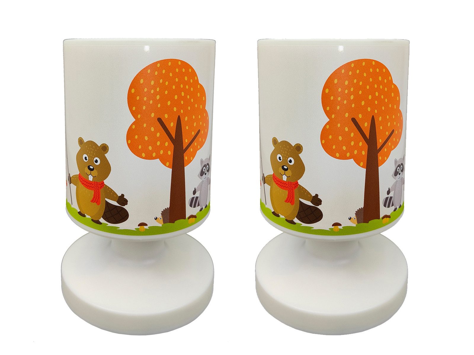 niermann LED Nachttischlampe, LED fest integriert, Warmweiß, 2er Set kleine Kinderlampe, per USB aufladbare Akku Nacht-Tischlampe